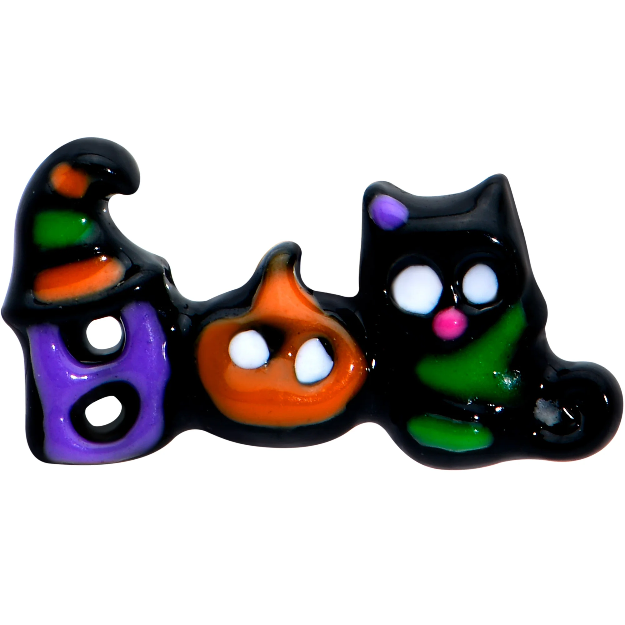 16G 5/16 Black Boo Party Halloween Labret Monroe Tragus - Image 2