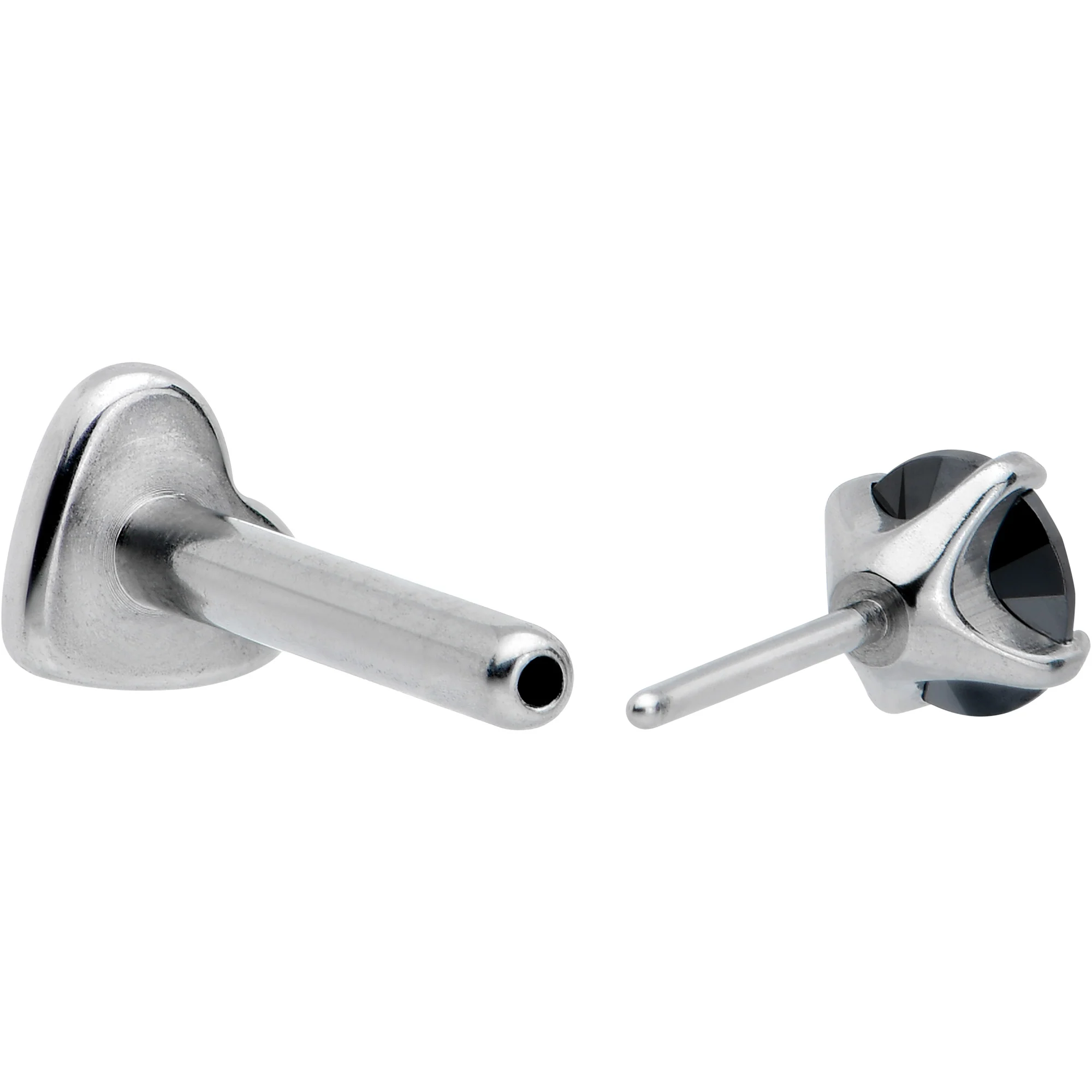 16G 5/16 Black CZ ASTM F-136 Implant Grade Titanium Threadless Heart End Labret - Image 4