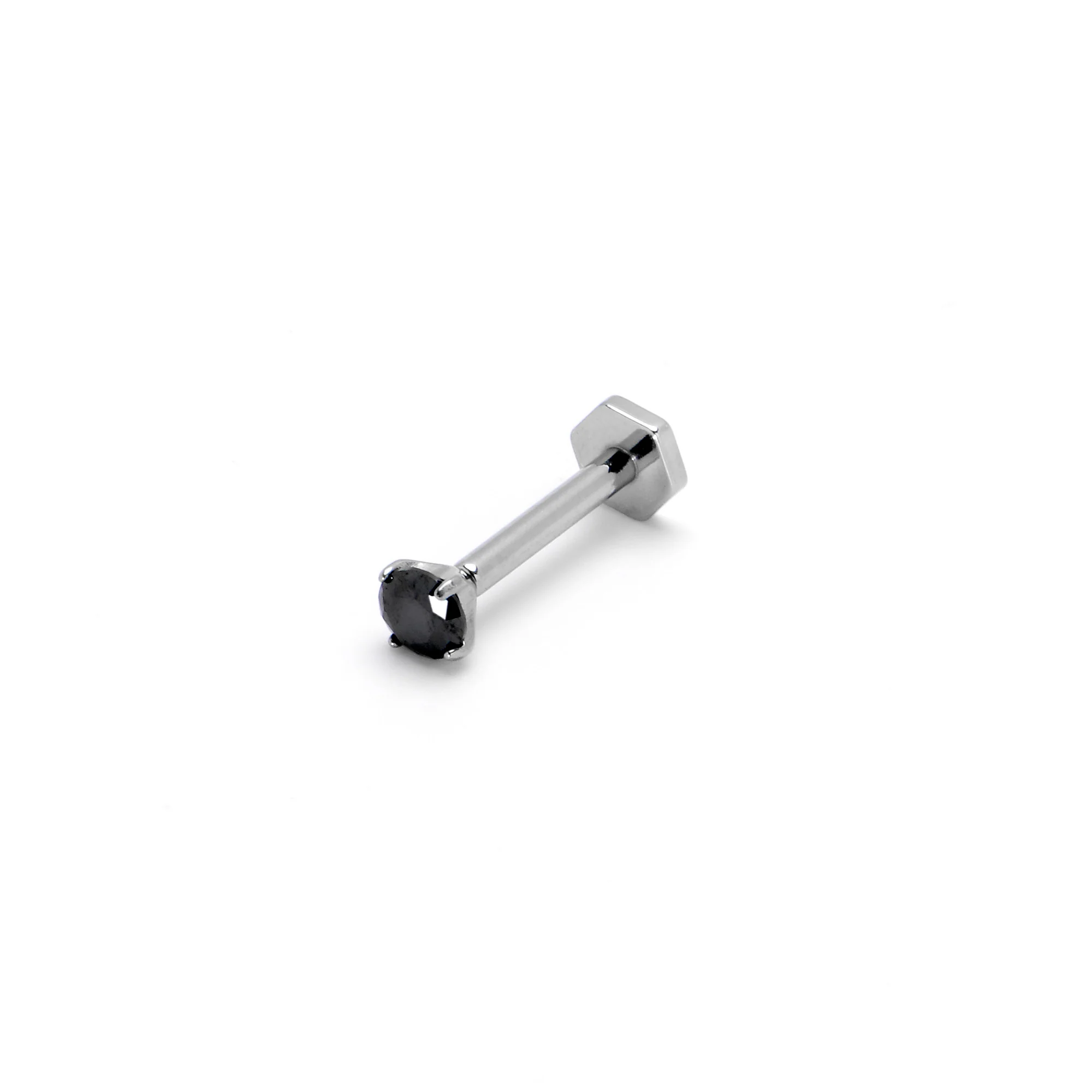16G 5/16 Black CZ Gem ASTM F-136 Implant Grade Titanium Hex End Labret Tragus - Image 5