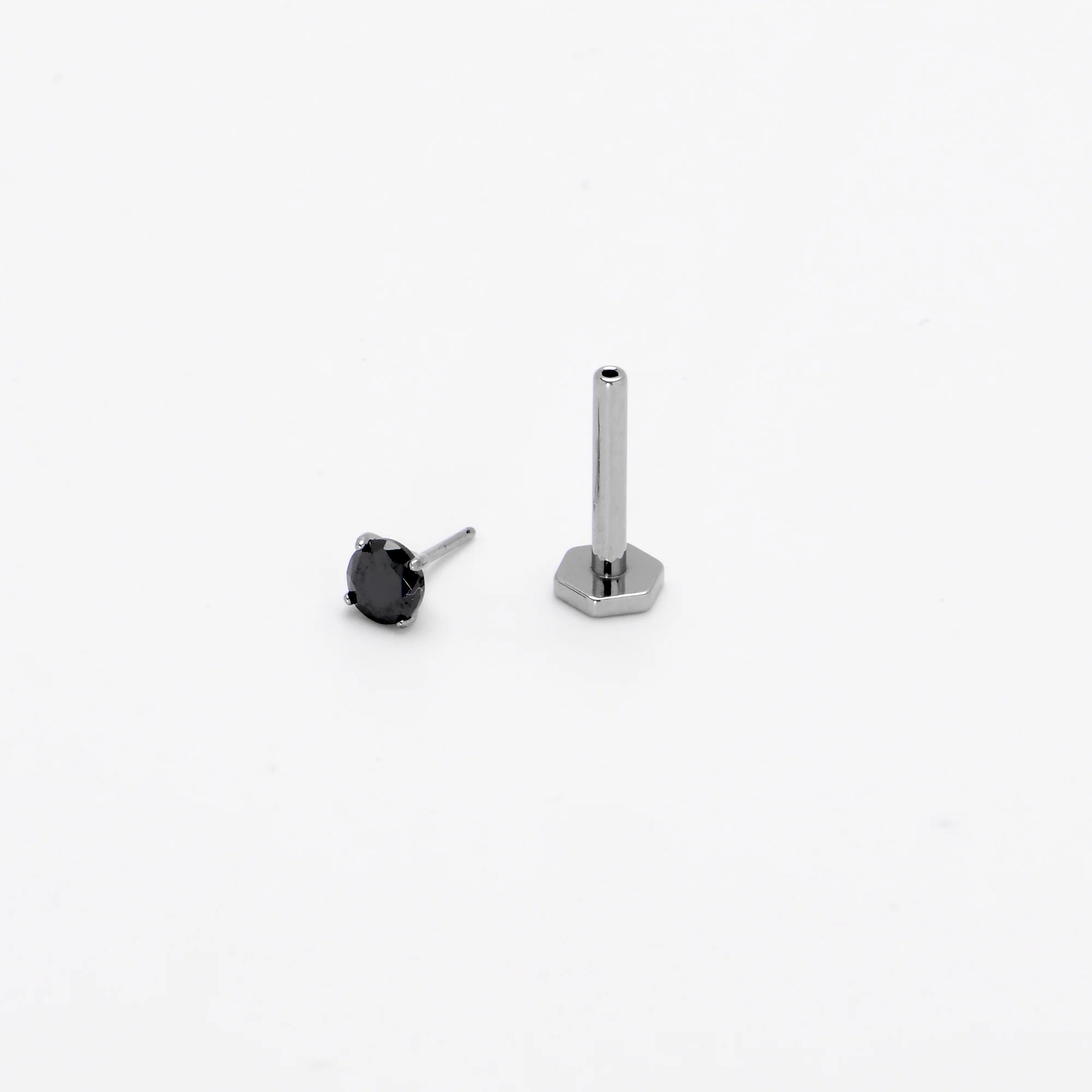 16G 5/16 Black CZ Gem ASTM F-136 Implant Grade Titanium Hex End Labret Tragus - Image 6
