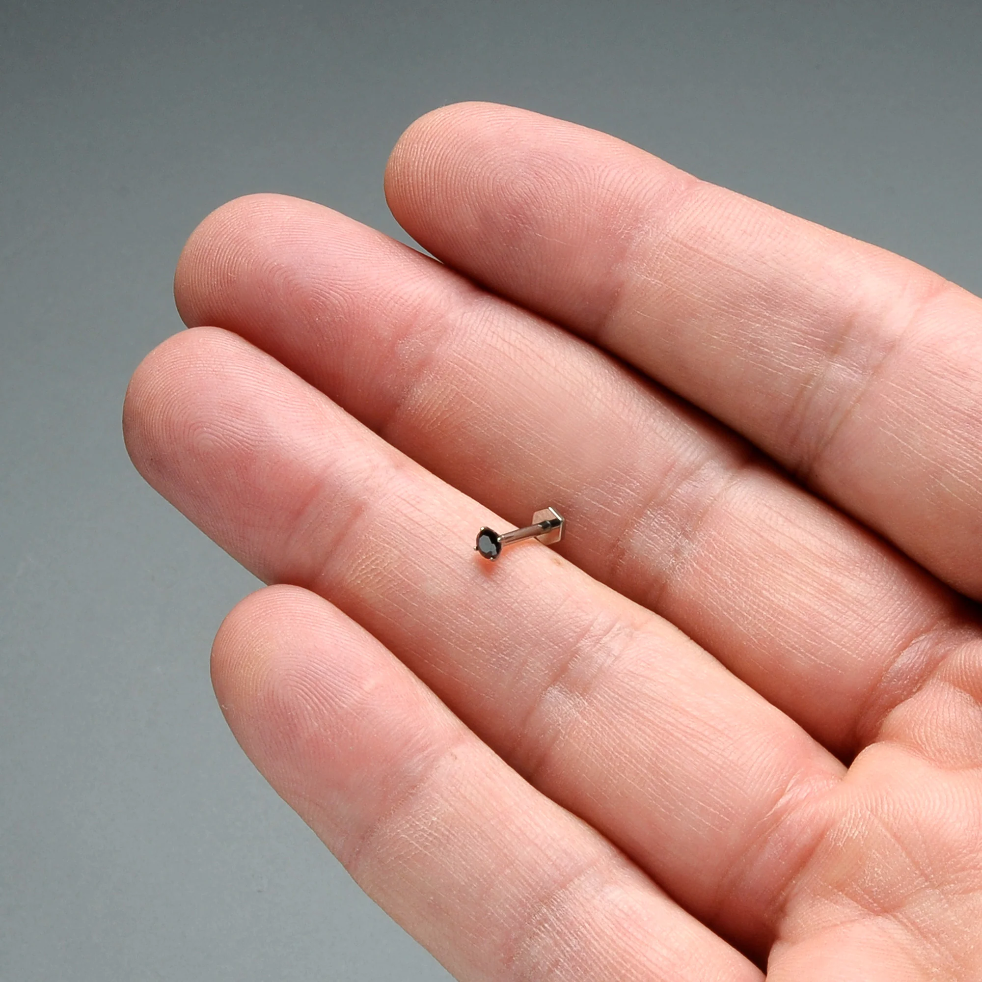 16G 5/16 Black CZ Gem ASTM F-136 Implant Grade Titanium Hex End Labret Tragus - Image 7