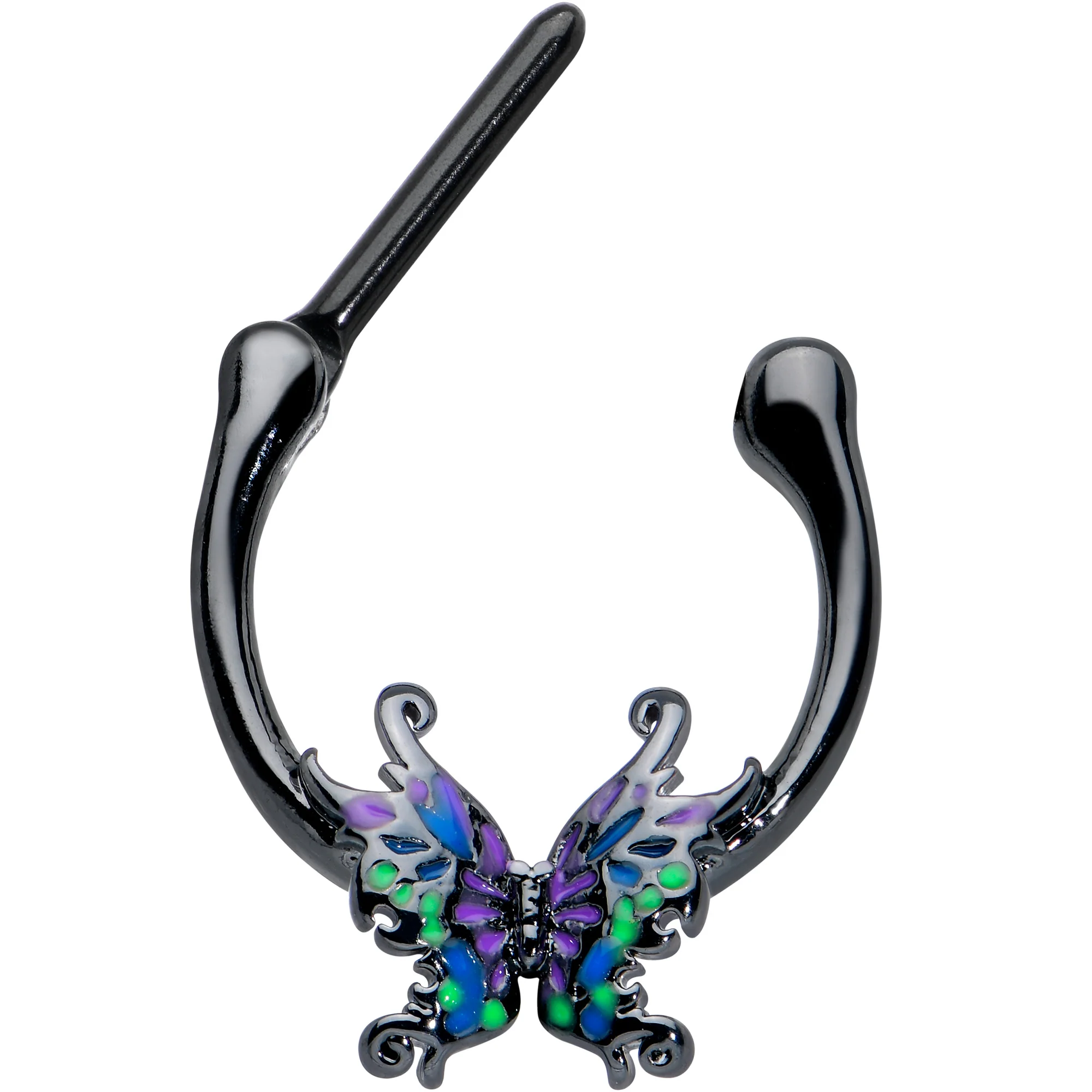 16G 5/16 Black Fantasy Faerie Wings Cartilage Clicker - Image 2