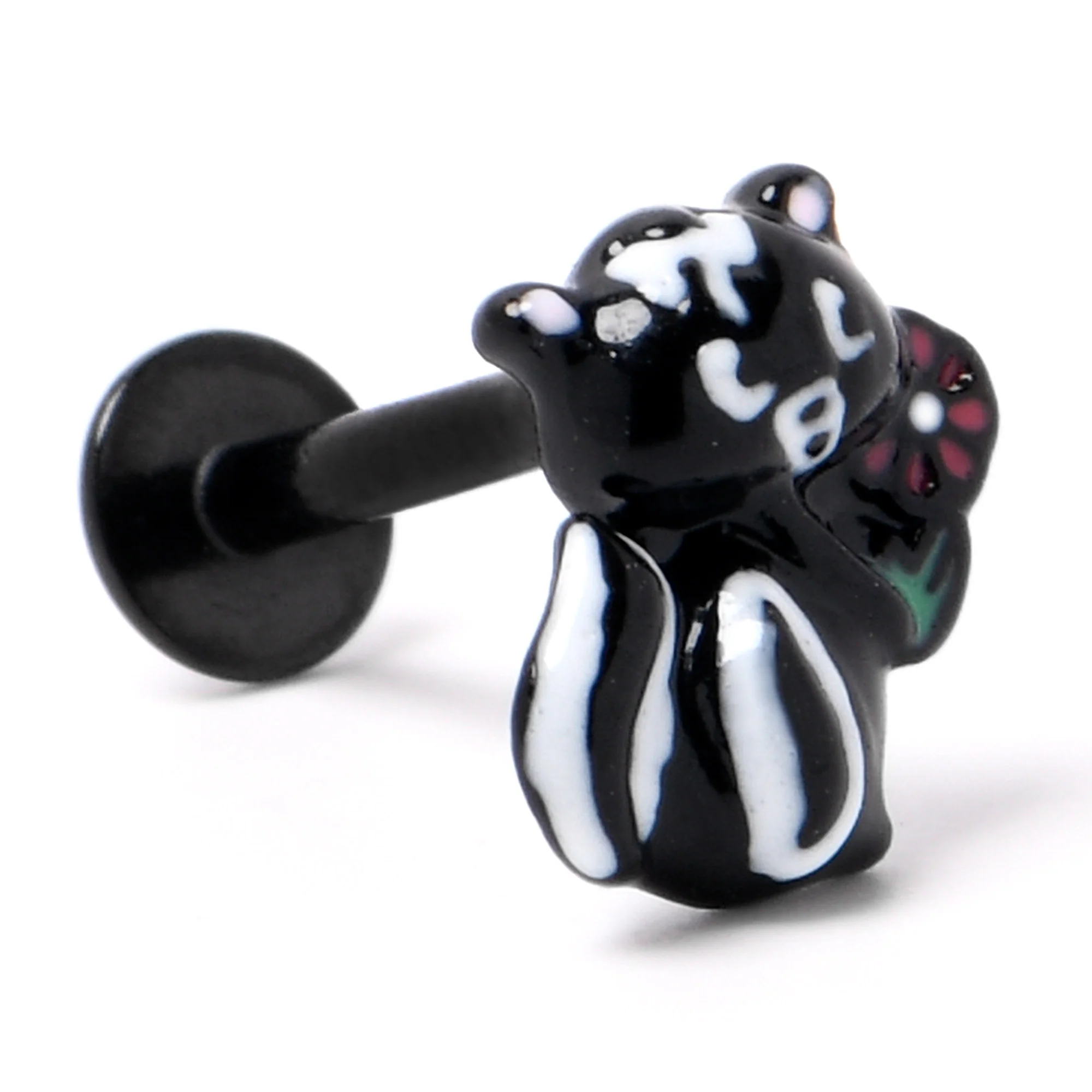 16G 5/16 Black Funky Skunk Labret Monroe Tragus - Image 5