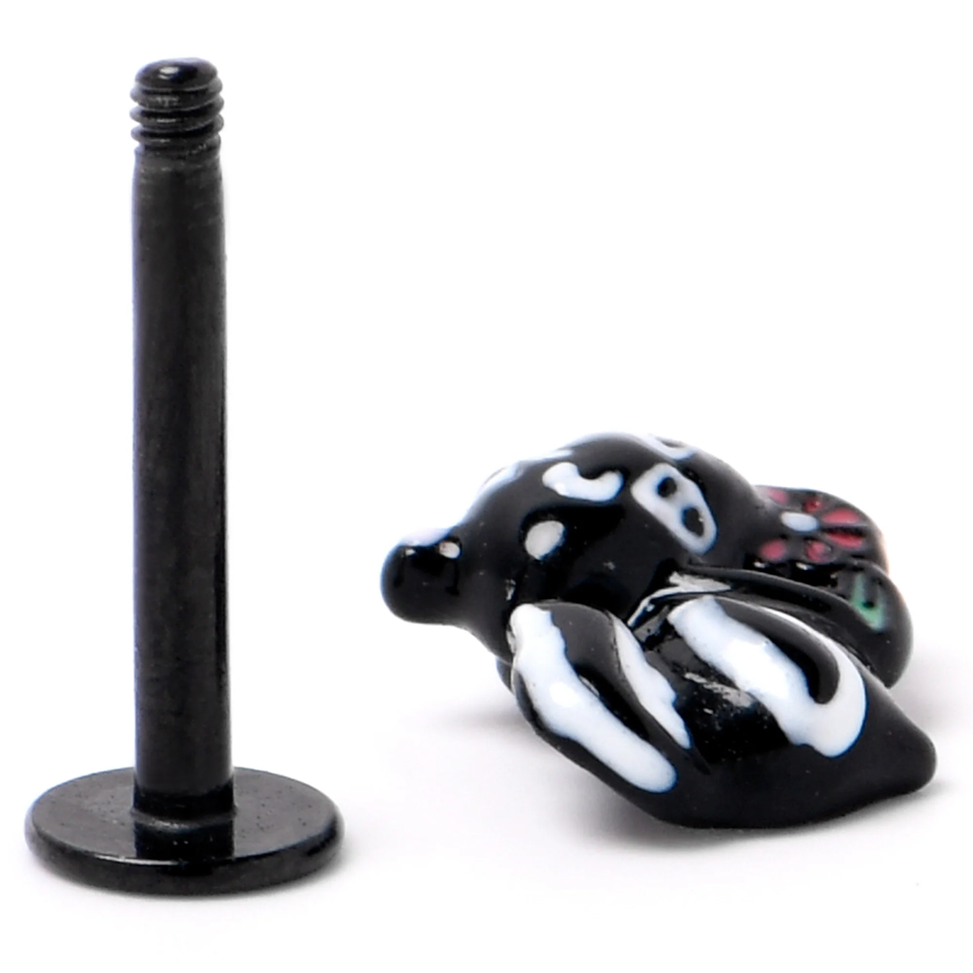 16G 5/16 Black Funky Skunk Labret Monroe Tragus - Image 6
