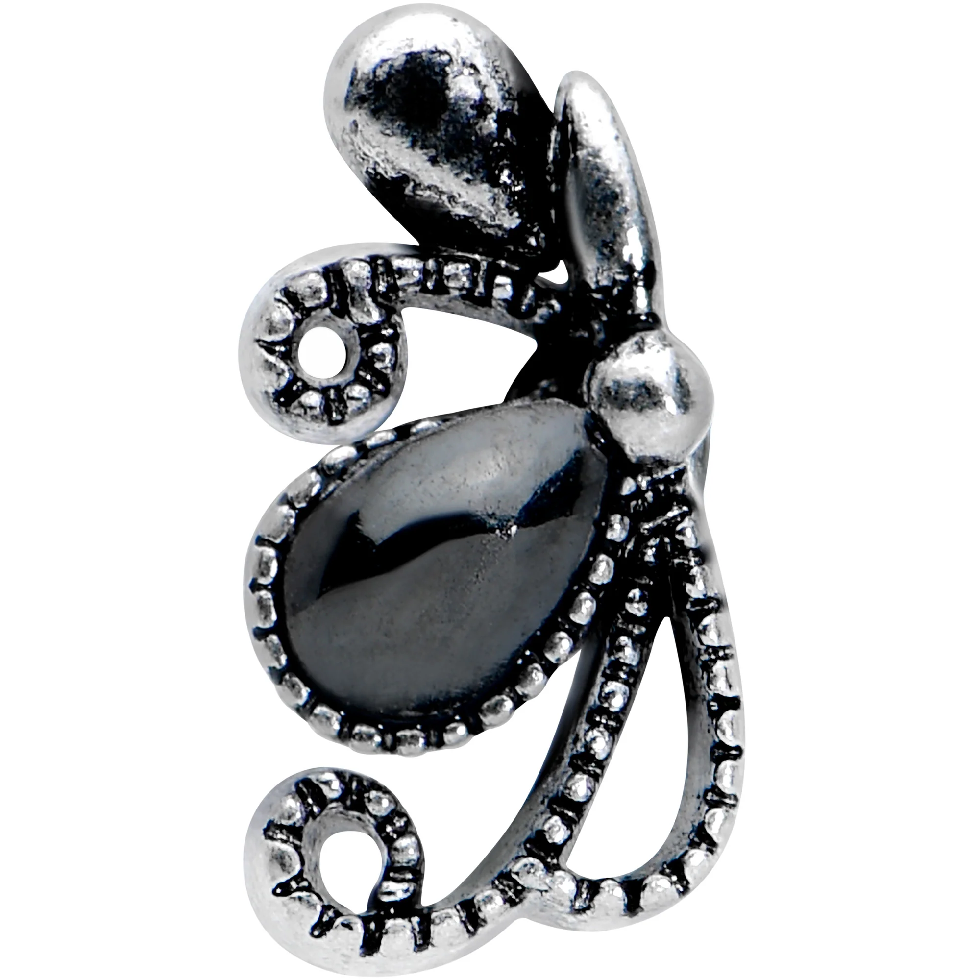 16G 5/16 Black Gem Abstract Bow Labret Monroe Tragus - Image 2