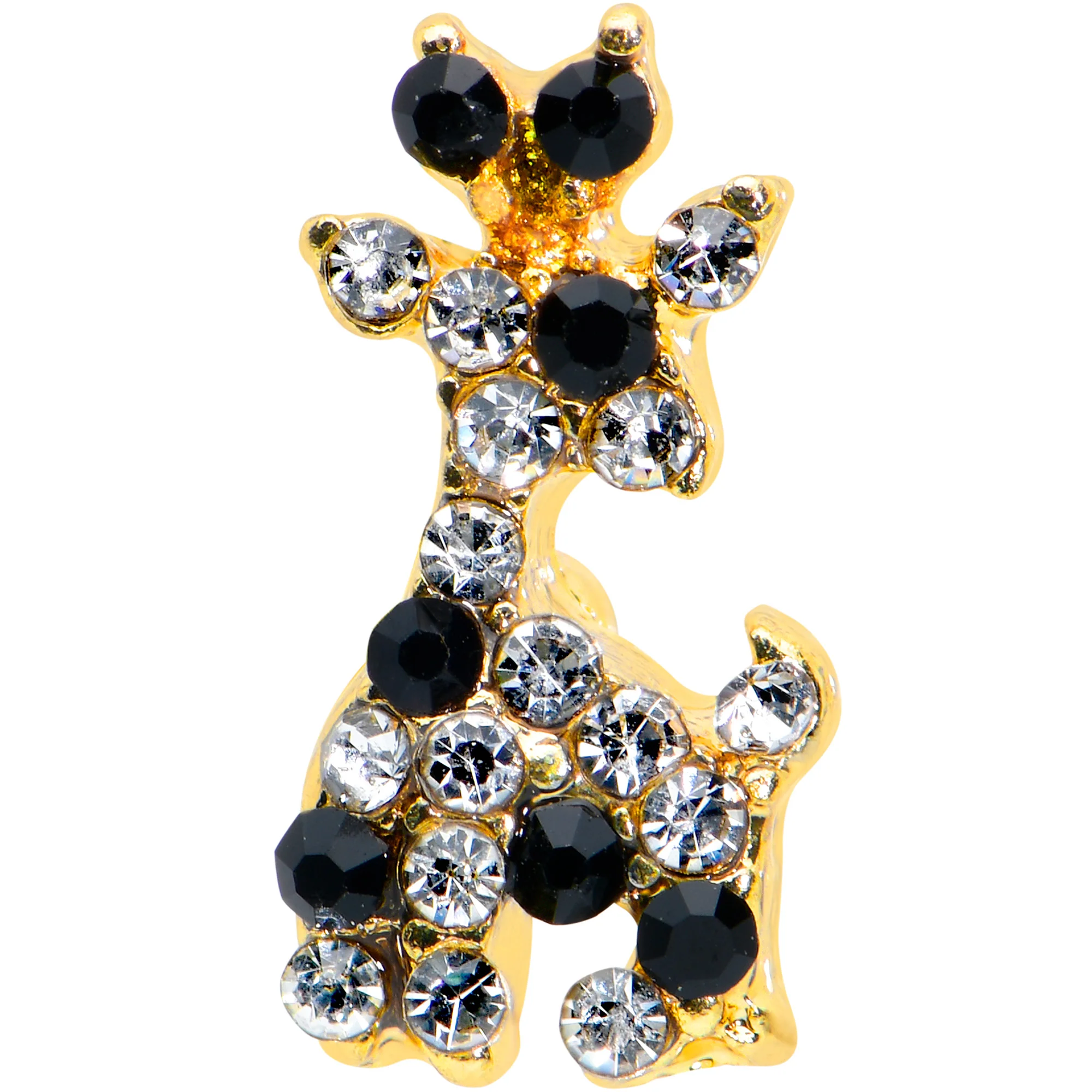 16G 5/16 Black Gem Gold Tone Decadent Deer Labret Monroe Tragus - Image 2