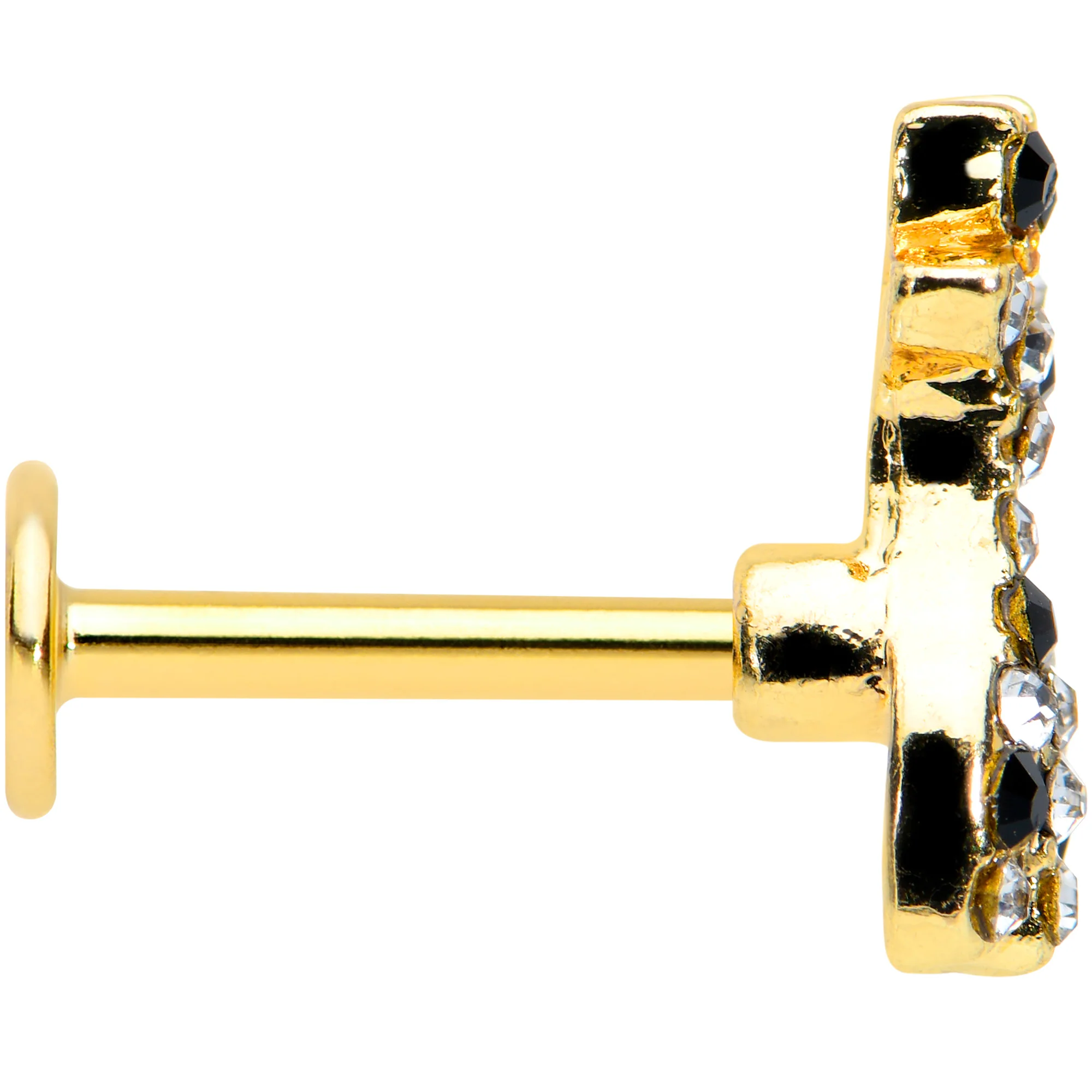16G 5/16 Black Gem Gold Tone Decadent Deer Labret Monroe Tragus - Image 3