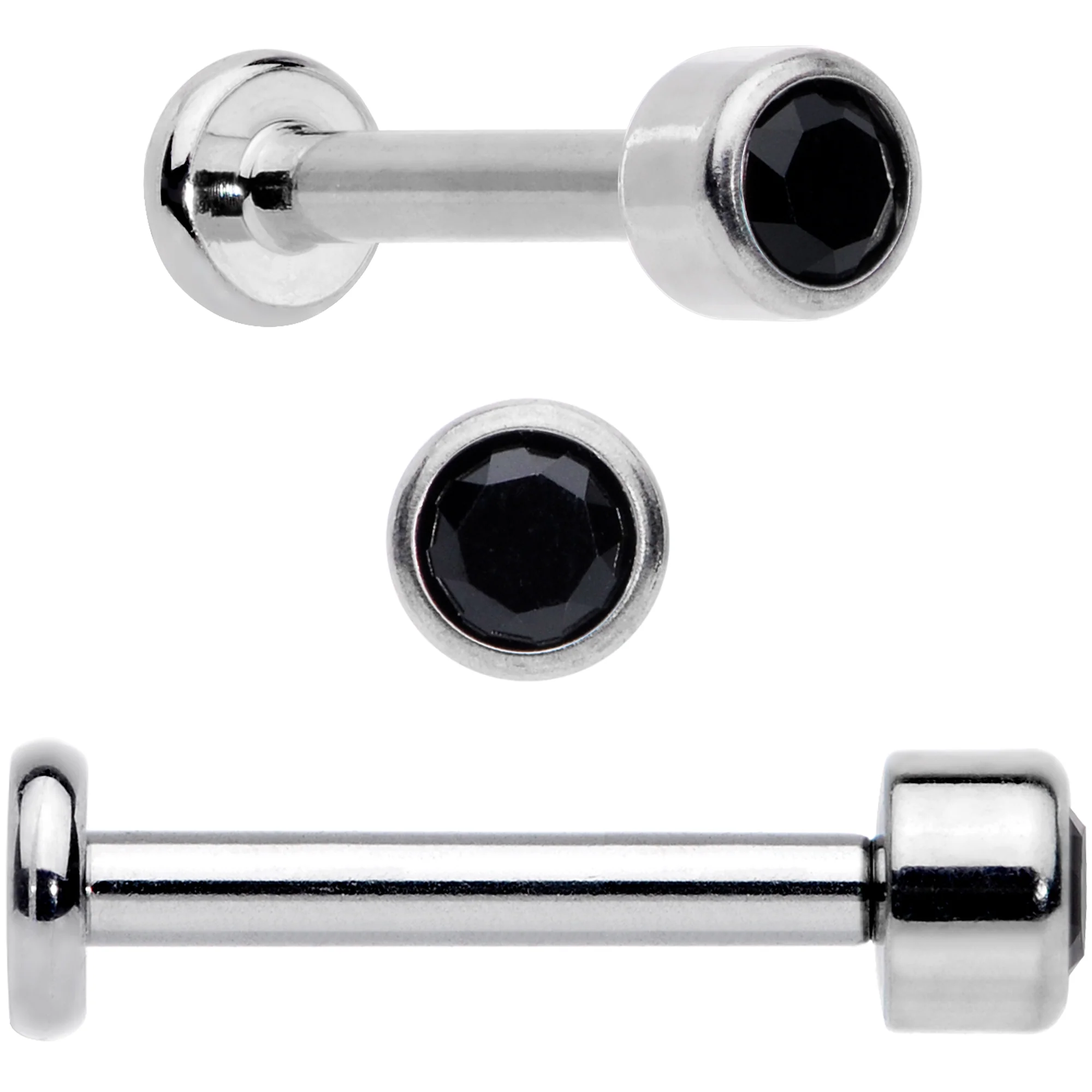 16G 5/16 Black Gem Grade 23 Titanium Internally Threaded Labret - Image 3