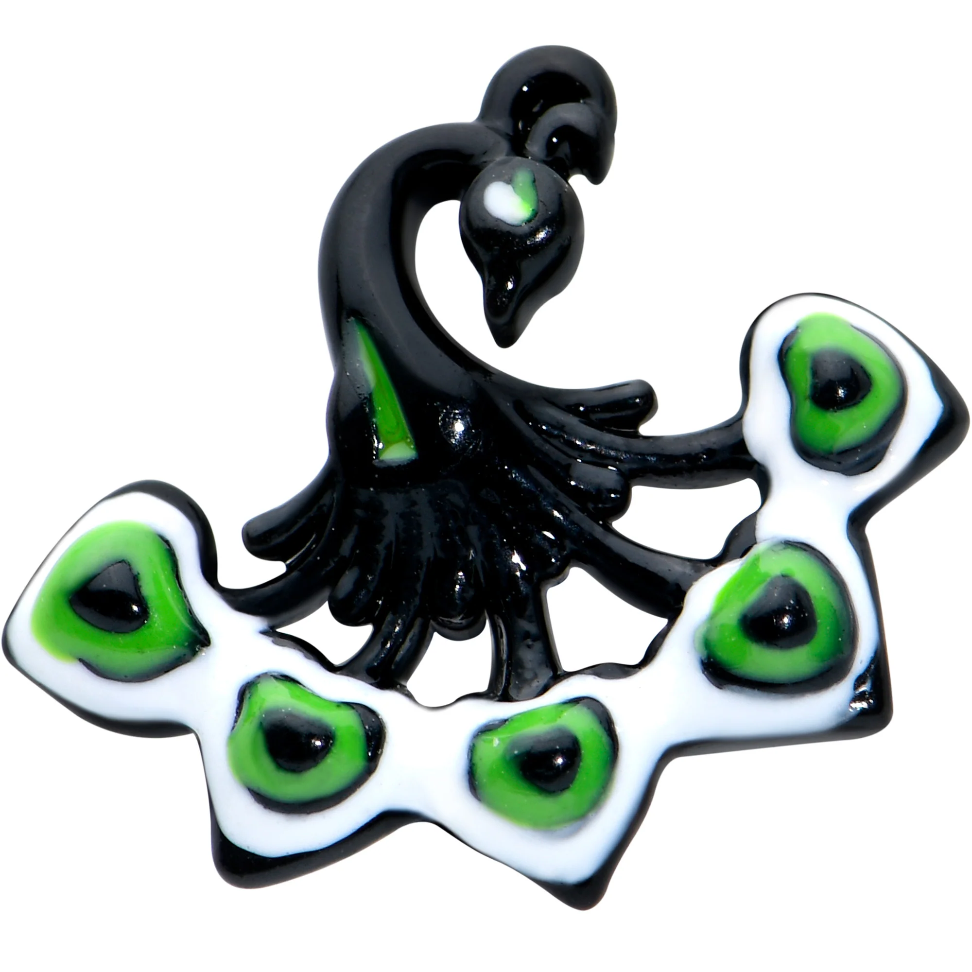 16G 5/16 Black Green Perfect Peacock Labret Monroe Tragus - Image 2