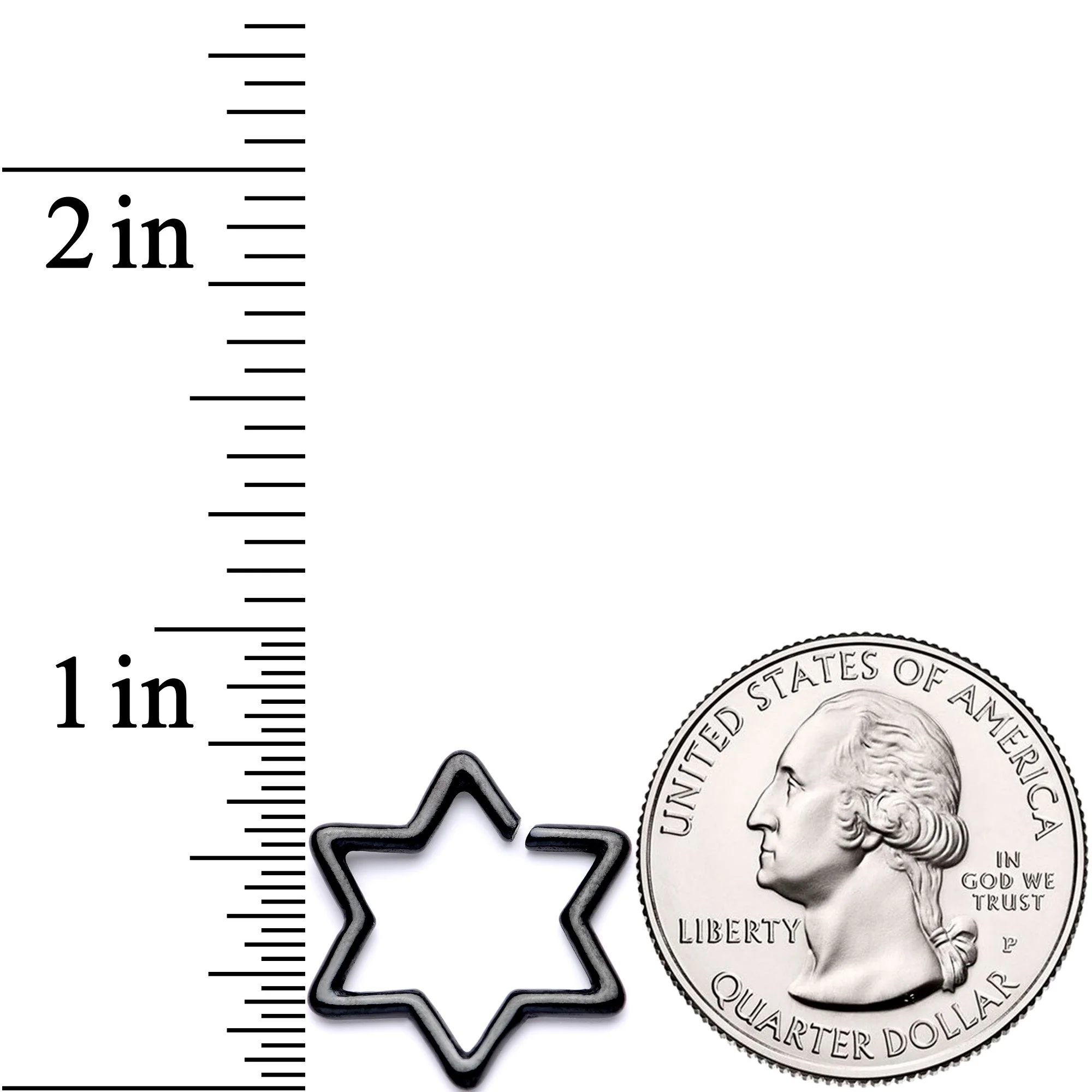 16G 5/16 Black Hexagram Star of David Closure Ring - Image 2
