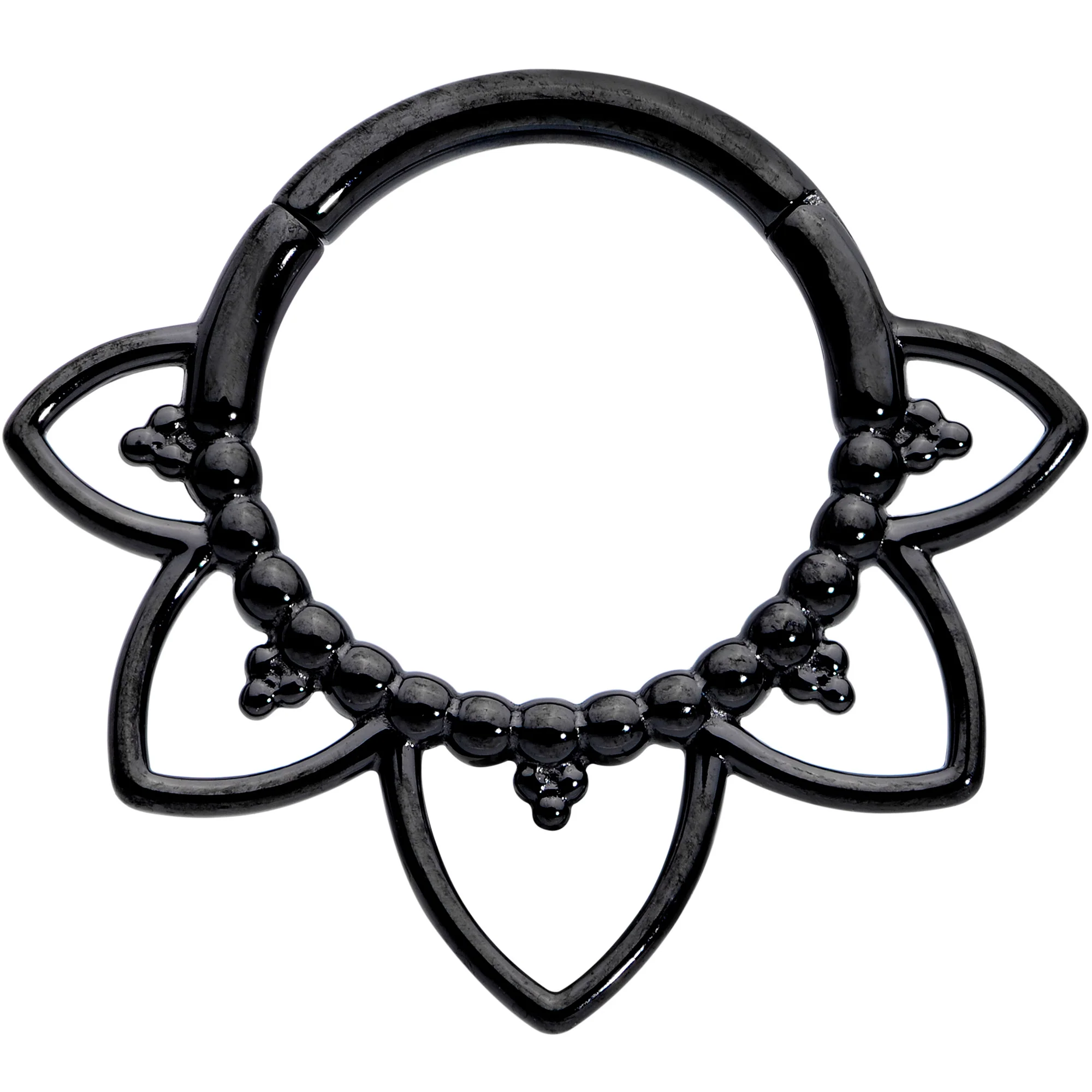 16G 5/16 Black Open Petal Flower Hinged Segment Ring