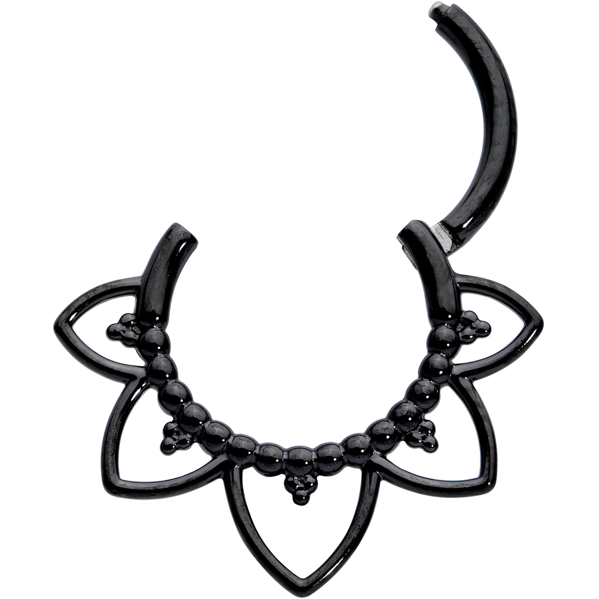 16G 5/16 Black Open Petal Flower Hinged Segment Ring - Image 2
