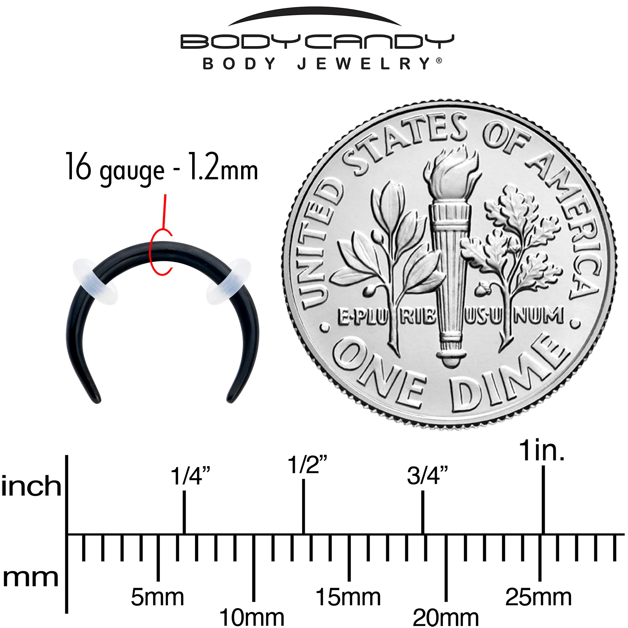 16G 5/16 Black Pincher Crescent Taper - Image 4