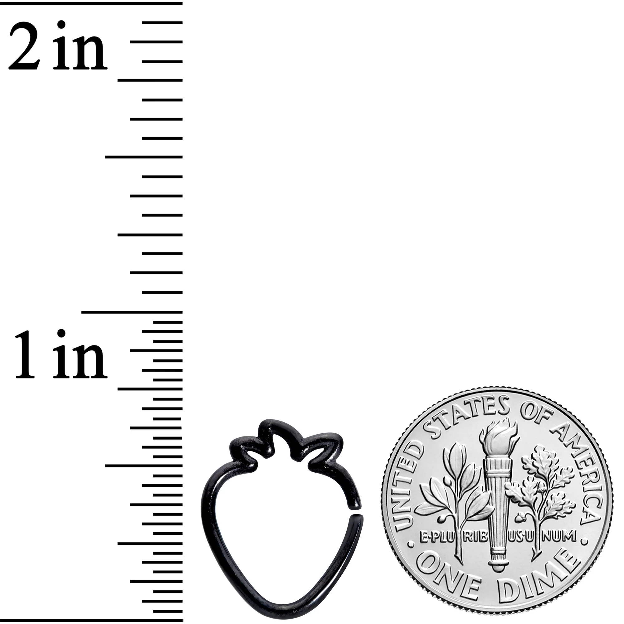 16G 5/16 Black Plated Fruit Strawberry Closure Ring - Image 2