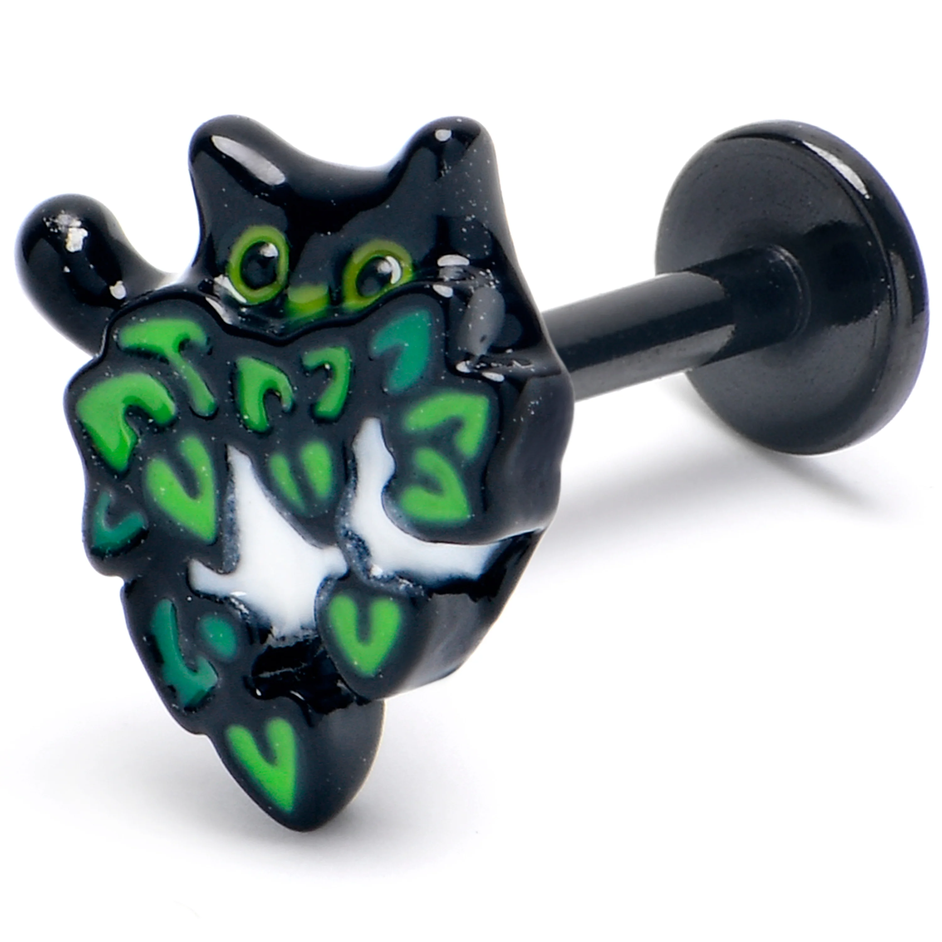 16G 5/16 Black Pouncing Cat Labret Monroe Tragus