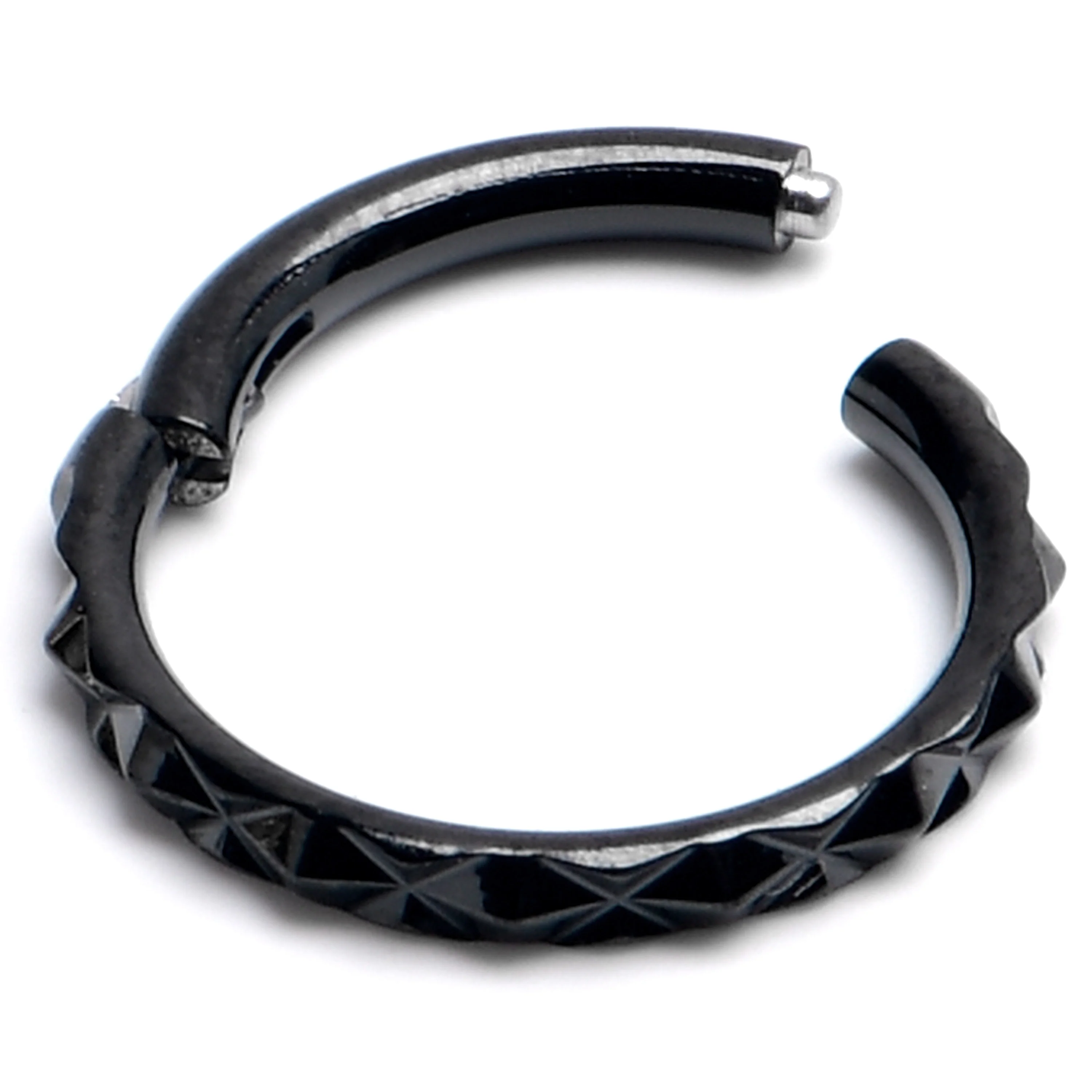 16G 5/16 Black Punk Texture Precision Hinge Segment Ring
