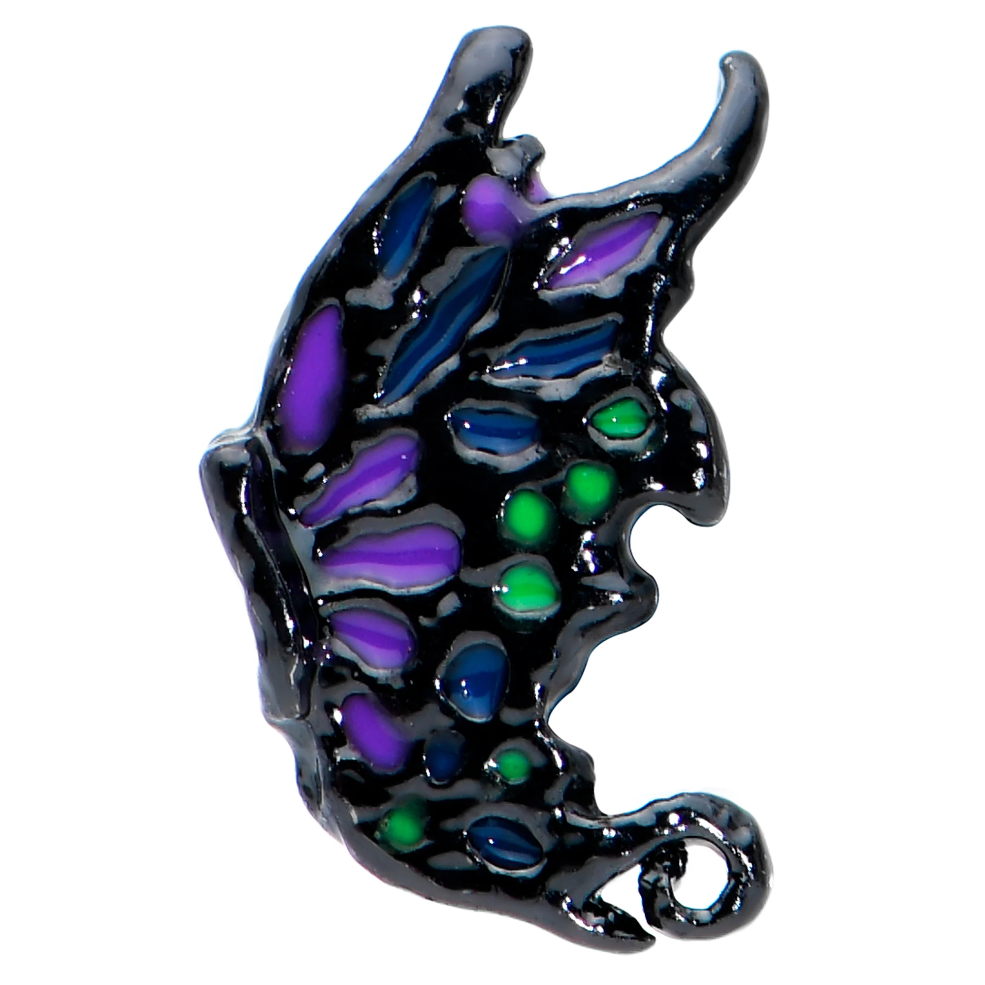 16G 5/16 Black Purple Wings Butterfly Labret Monroe Tragus - Image 2