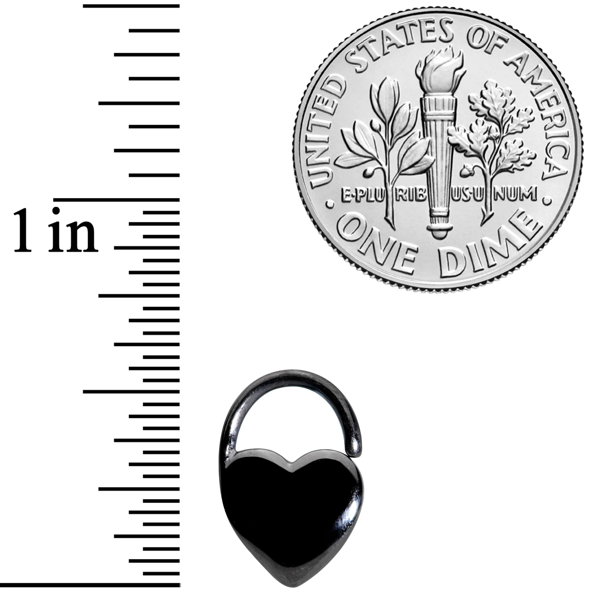 16G 5/16 Black PVD Heart Padlock Closure Ring - Image 2