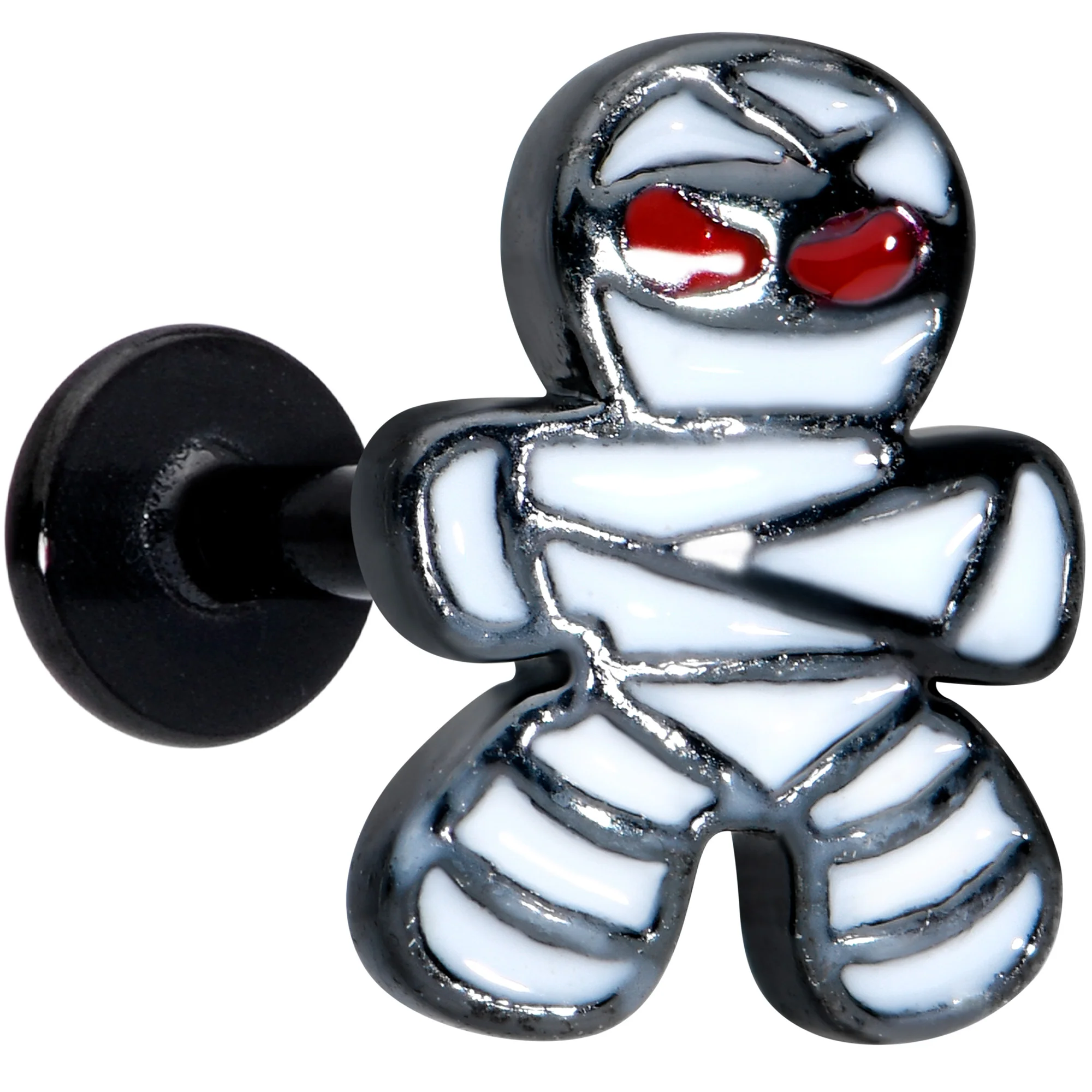 16G 5/16 Black Red Eye Mummy Halloween Labret Monroe Tragus