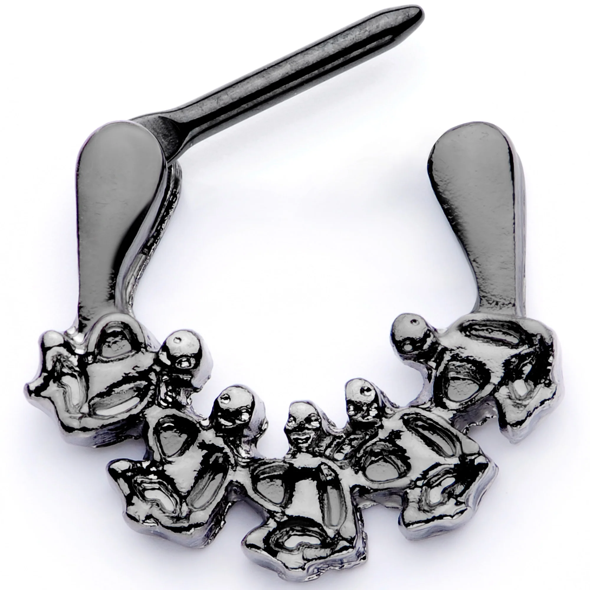 16G 5/16 Black Scary Skeletons Halloween Septum Clicker - Image 3