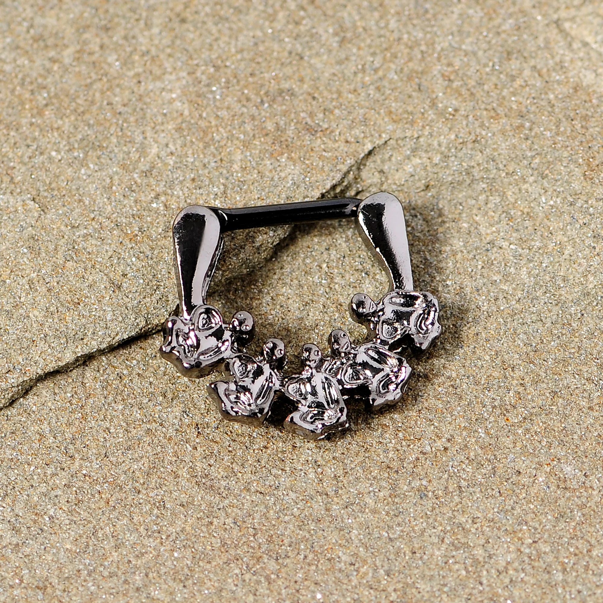 16G 5/16 Black Scary Skeletons Halloween Septum Clicker - Image 4