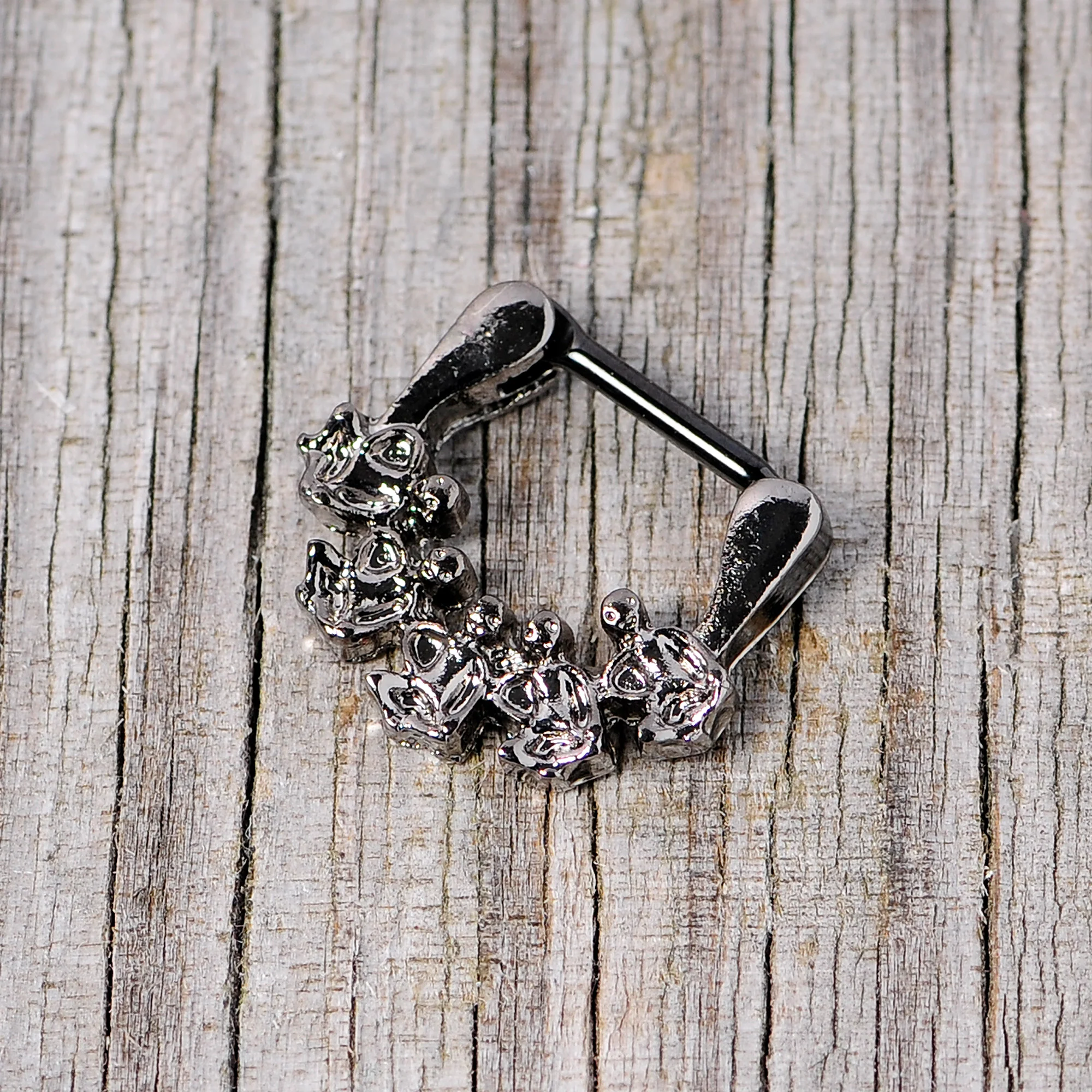 16G 5/16 Black Scary Skeletons Halloween Septum Clicker - Image 5
