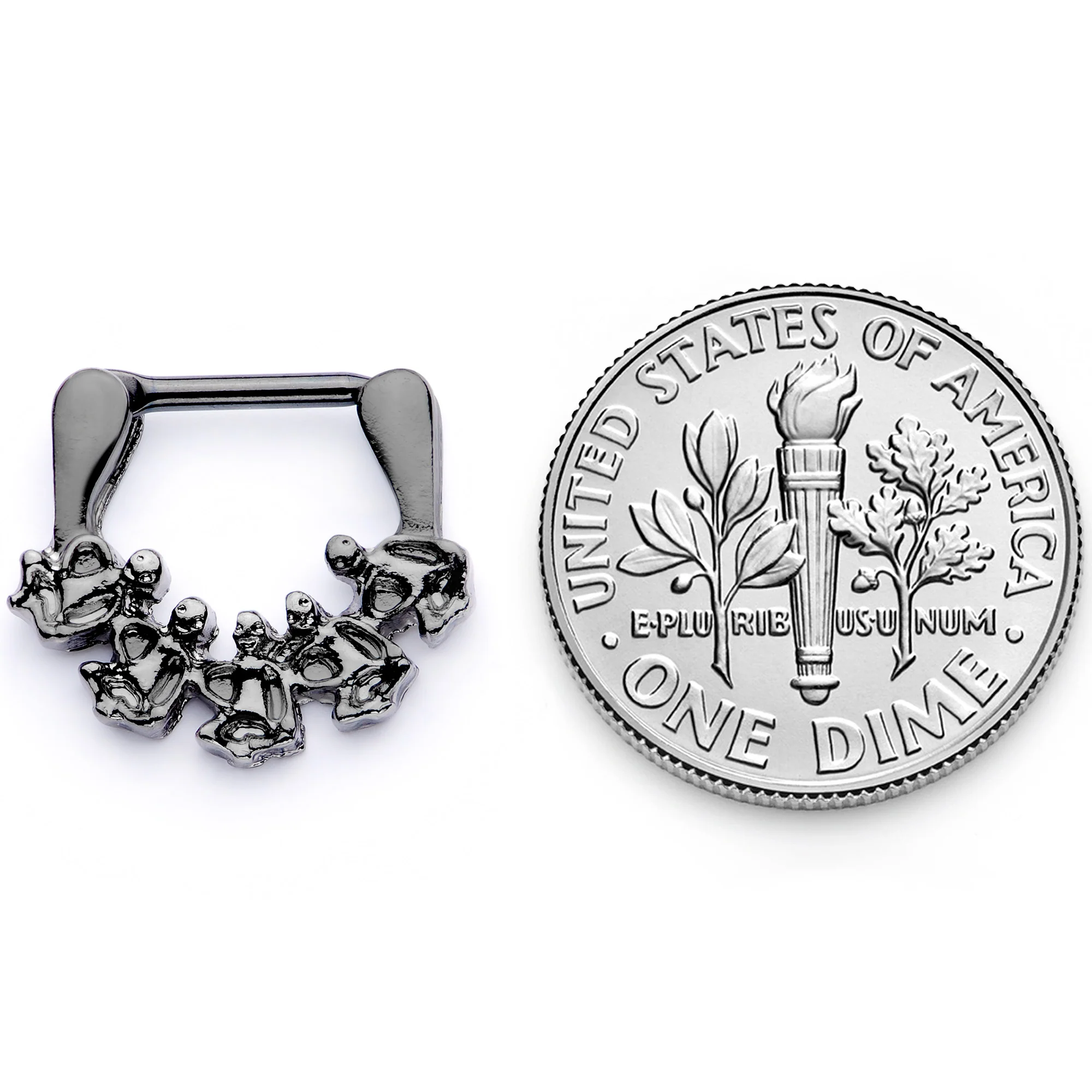 16G 5/16 Black Scary Skeletons Halloween Septum Clicker - Image 7