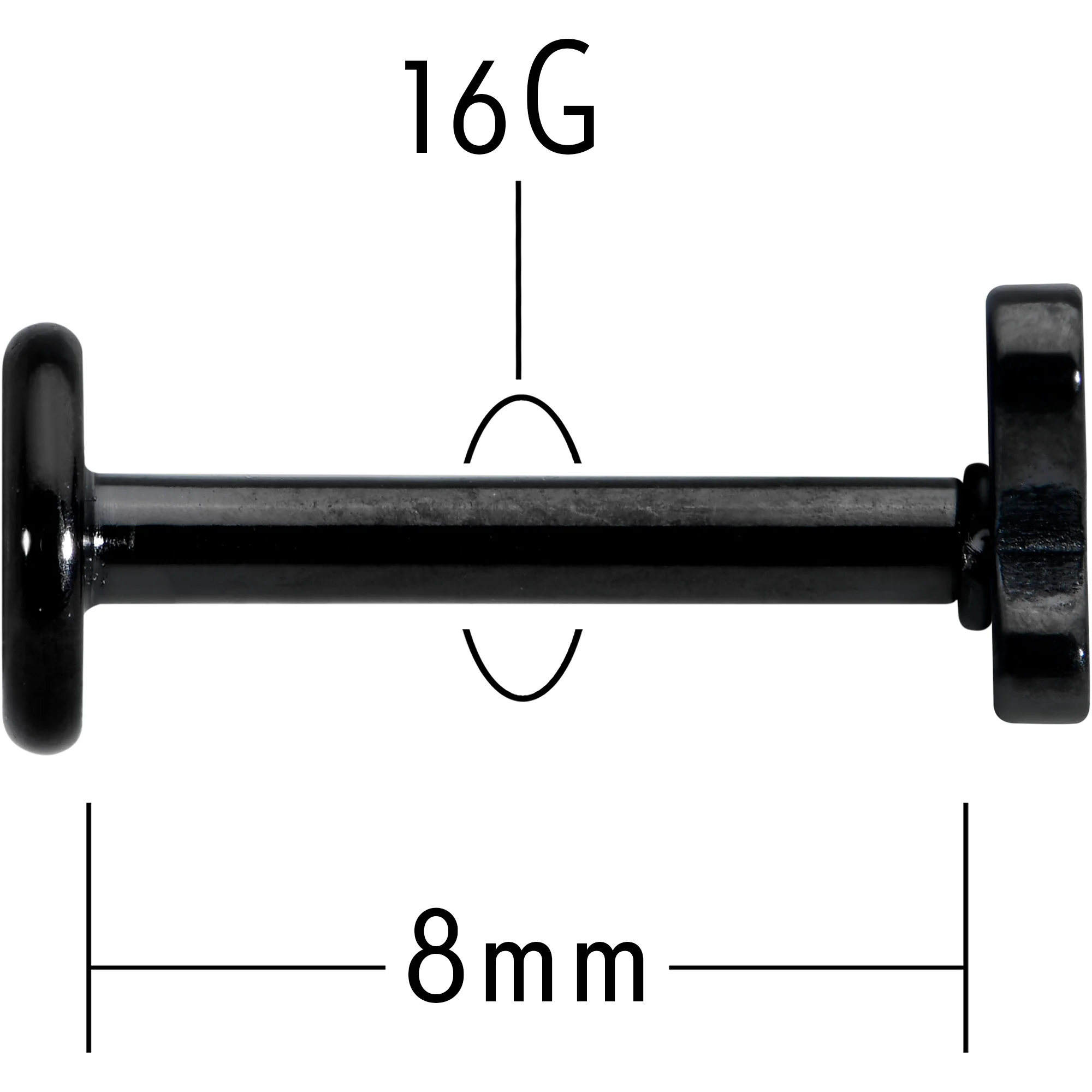 16G 5/16 Black Simple Butterfly Internally Threaded Labret Tragus - Image 6