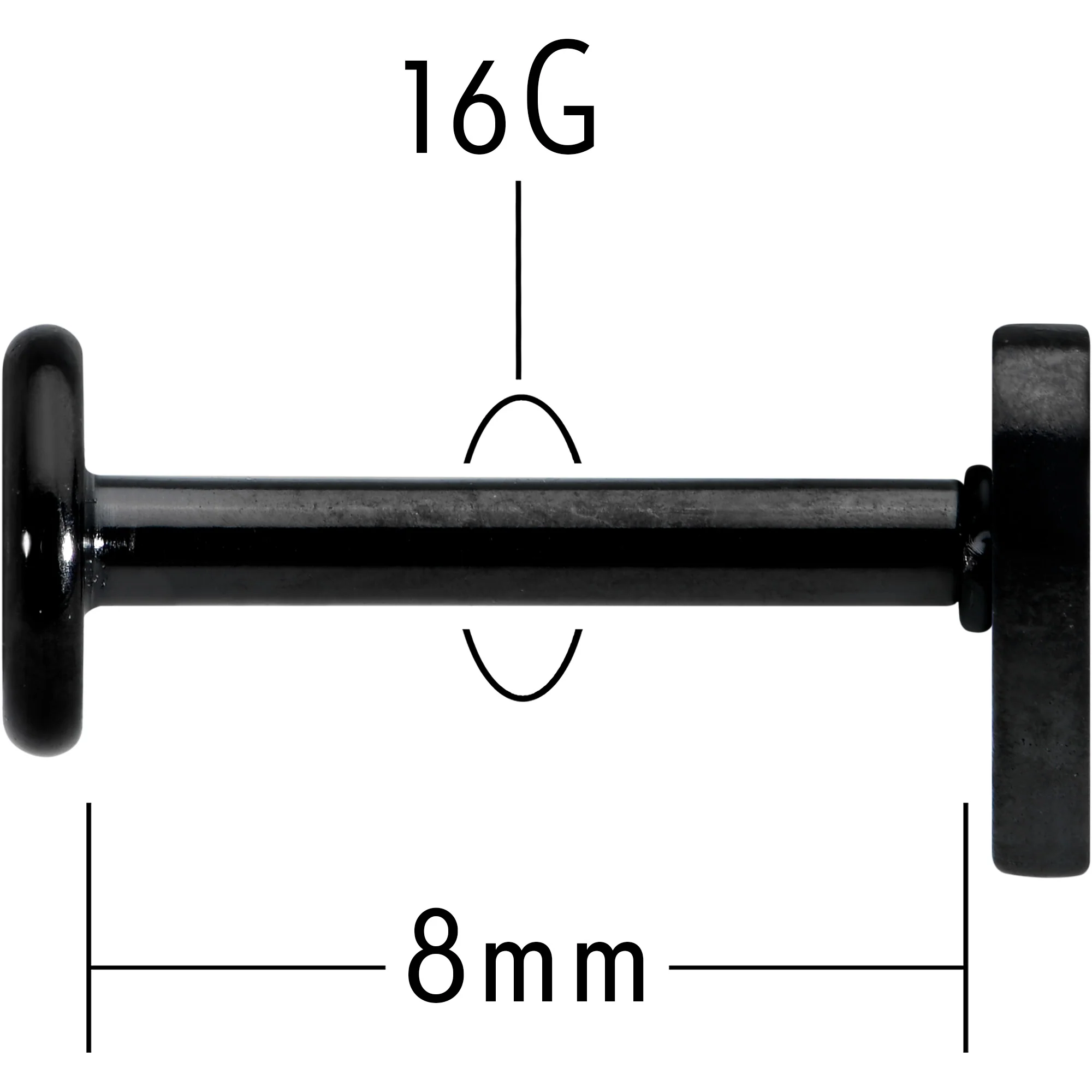16G 5/16 Black Simple Heart Internally Threaded Labret Tragus - Image 6