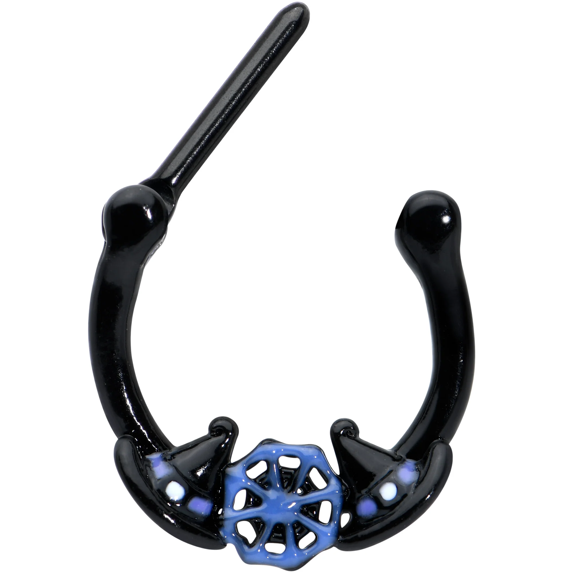 16G 5/16 Black Spider Web Witch Hat Halloween Cartilage Clicker - Image 2