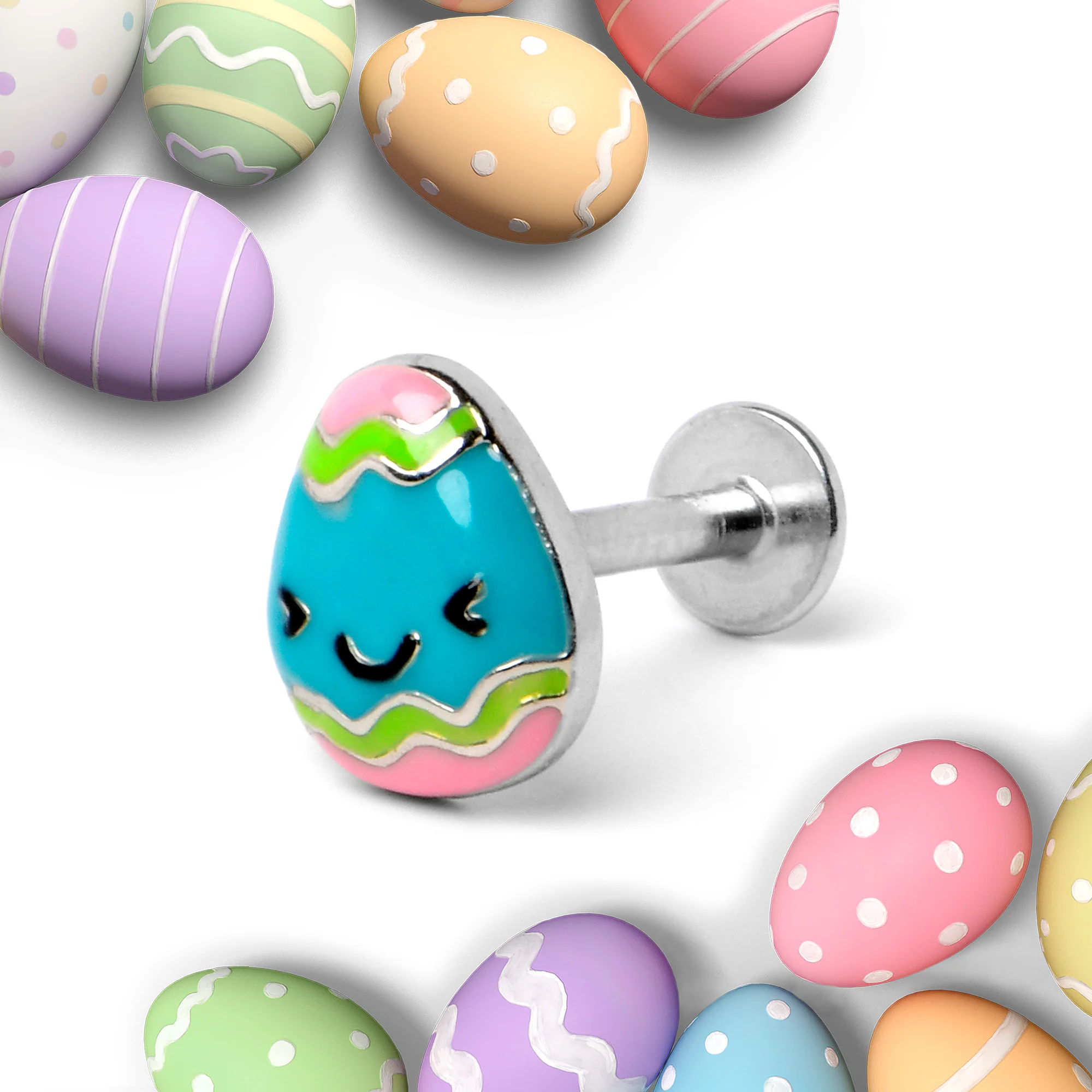 16G 5/16 Blue Celebration Easter Egg Labret Monroe Tragus - Image 5
