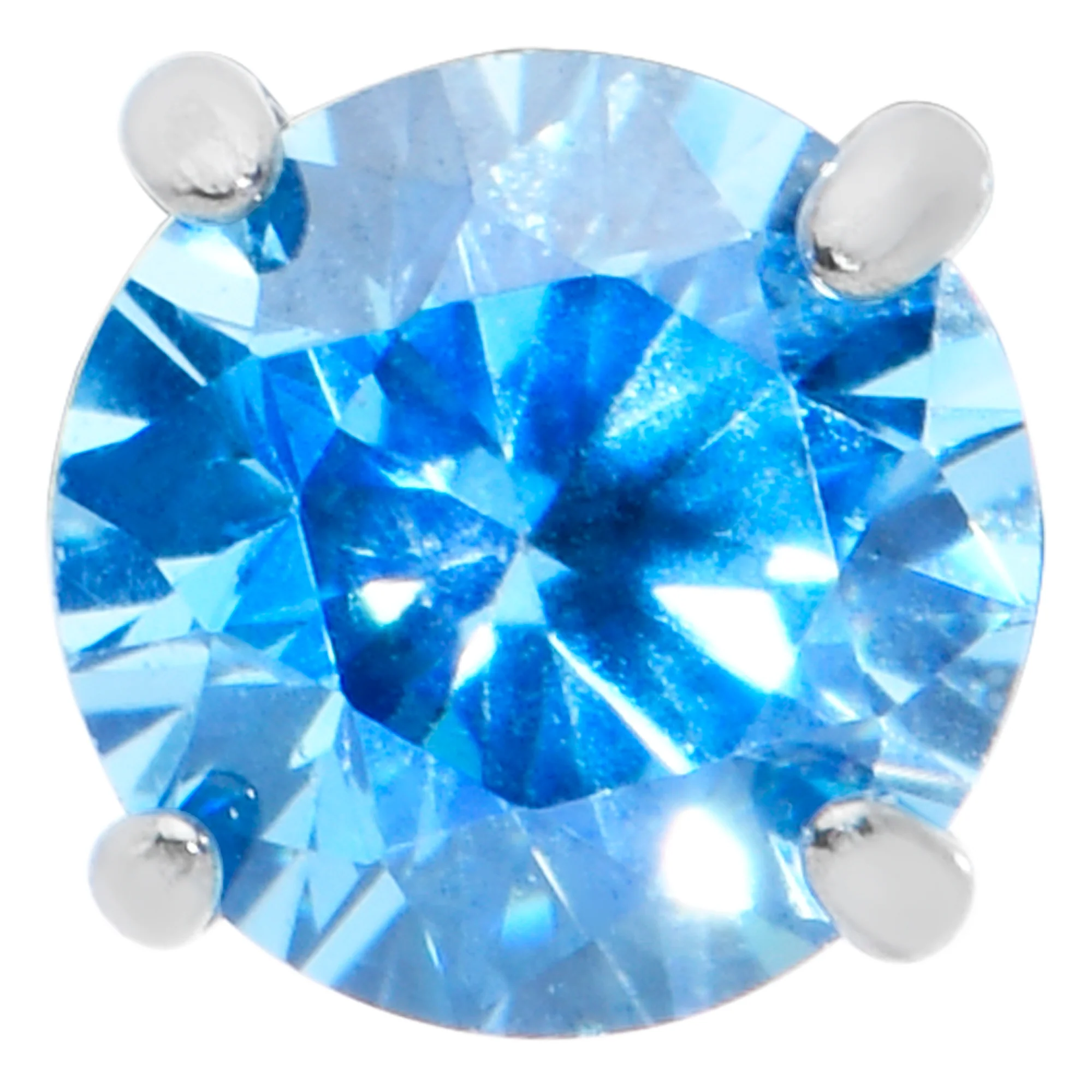 16G 5/16 Blue CZ Gem G23 Titanium Threadless Flower Labret Tragus - Image 3