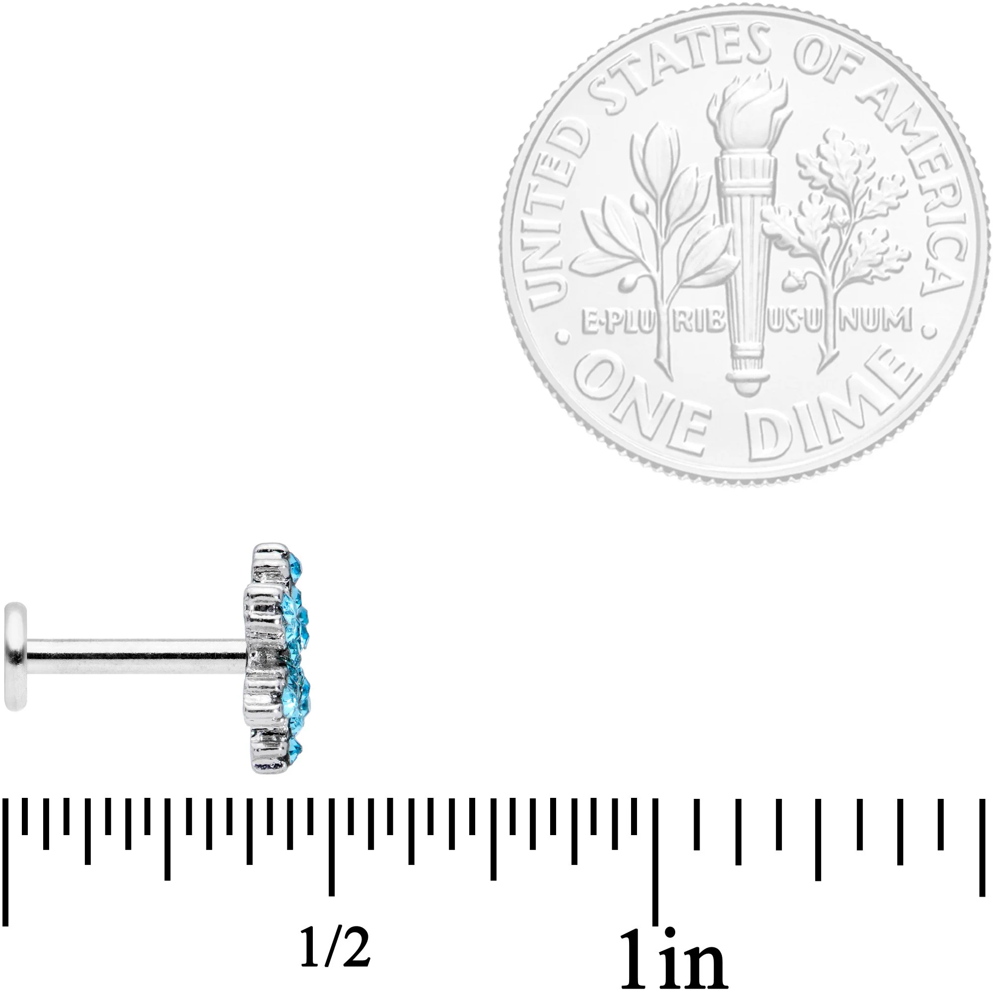 16G 5/16 Blue CZ Gem Snowflake Internally Threaded Labret Set - Image 4