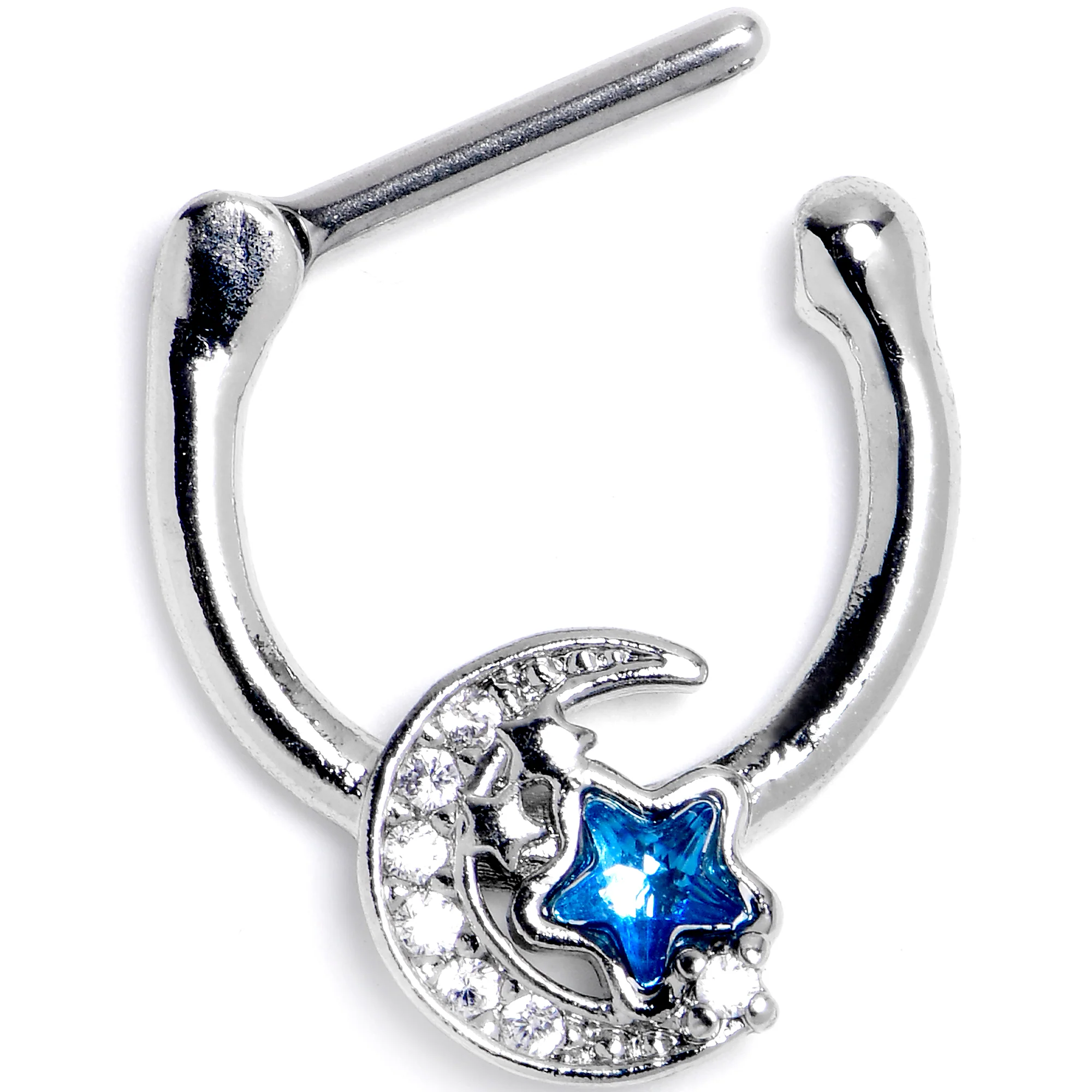 16G 5/16 Blue CZ Gem Starry Night Sky Cartilage Clicker - Image 2