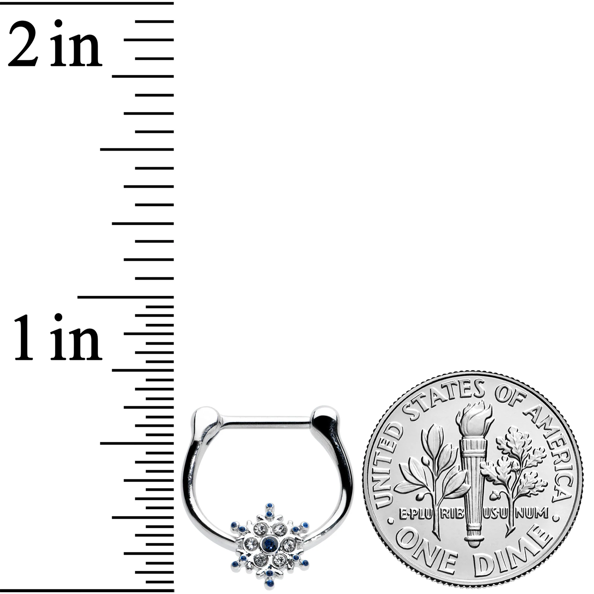 16G 5/16 Blue Gem Festive Snowflake Christmas Cartilage Clicker - Image 3