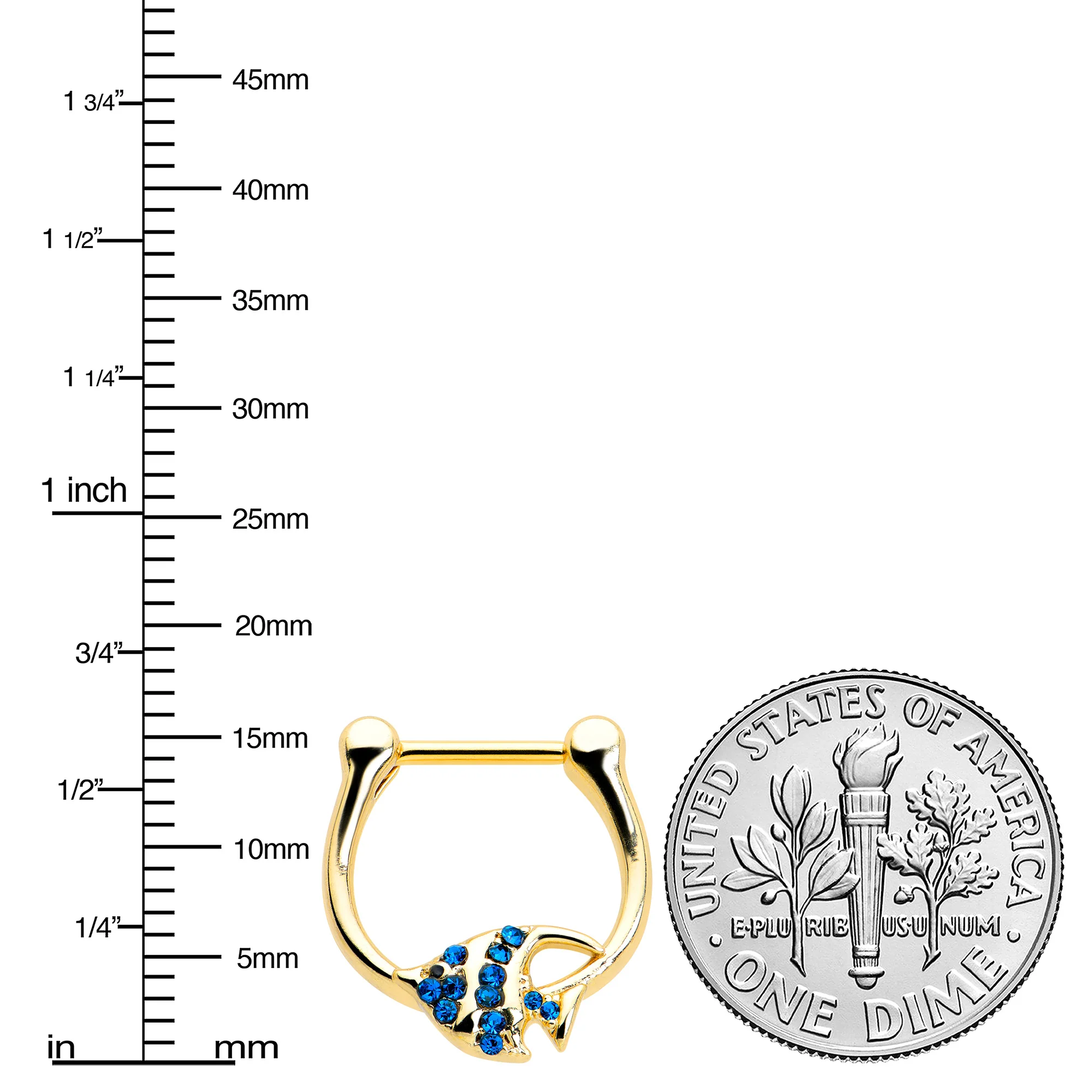 16G 5/16 Blue Gem Gold Tone Adorable Angelfish Cartilage Clicker - Image 3