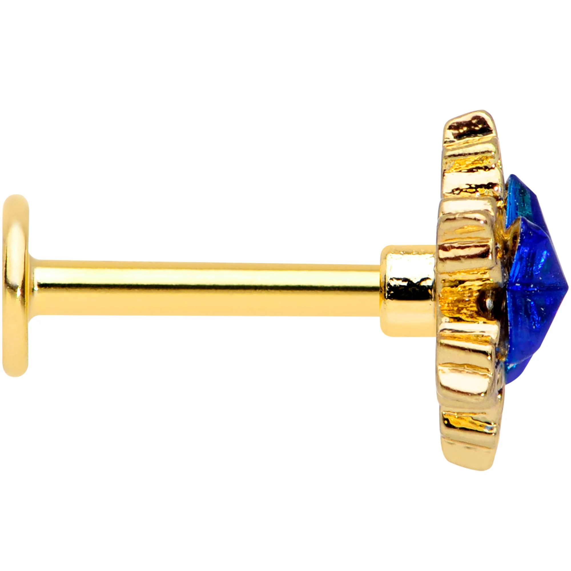 16G 5/16 Blue Gem Gold Tone Star Labret Monroe Tragus - Image 3