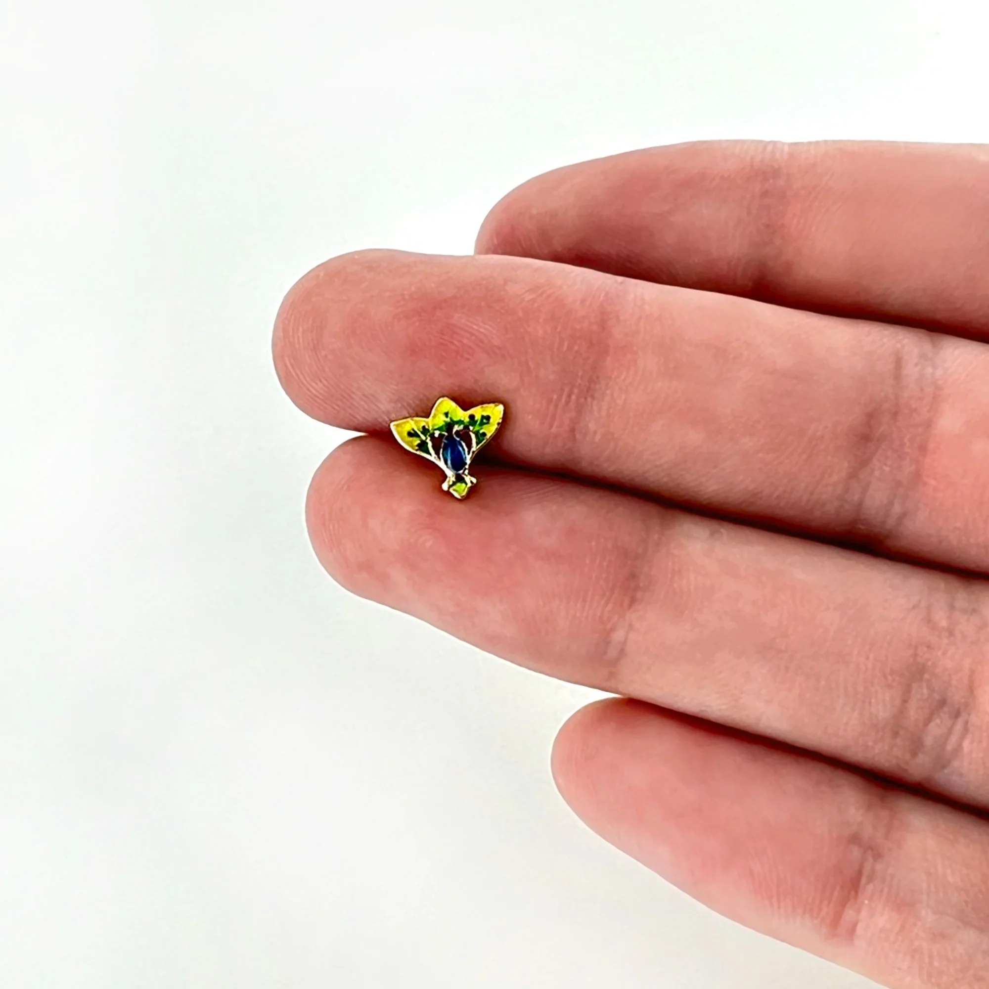16G 5/16 Blue Gem Gold Tone Tropic Fan Labret Monroe Tragus - Image 8