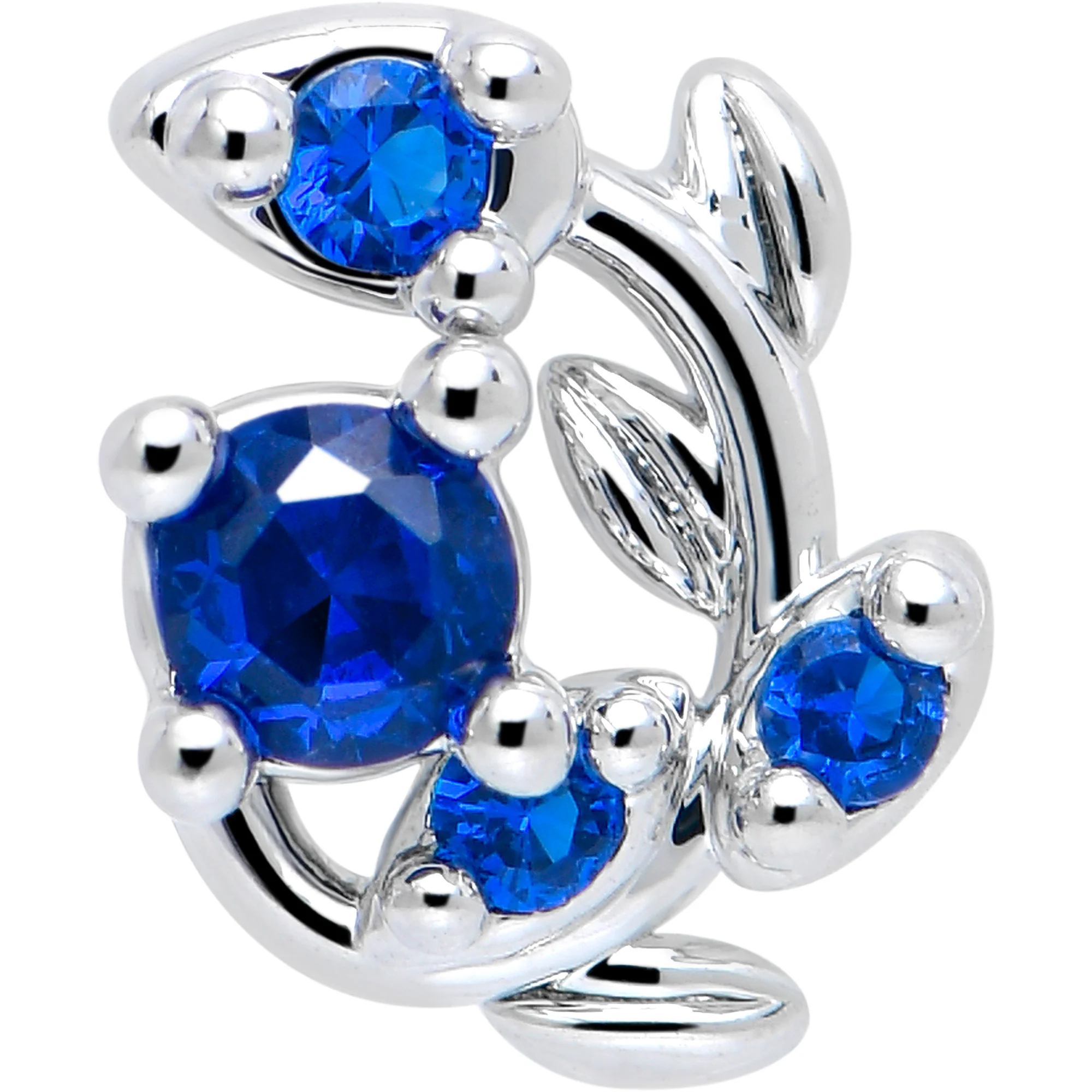 16G 5/16 Blue Gem Twining Vine Flatback Stud - Image 3