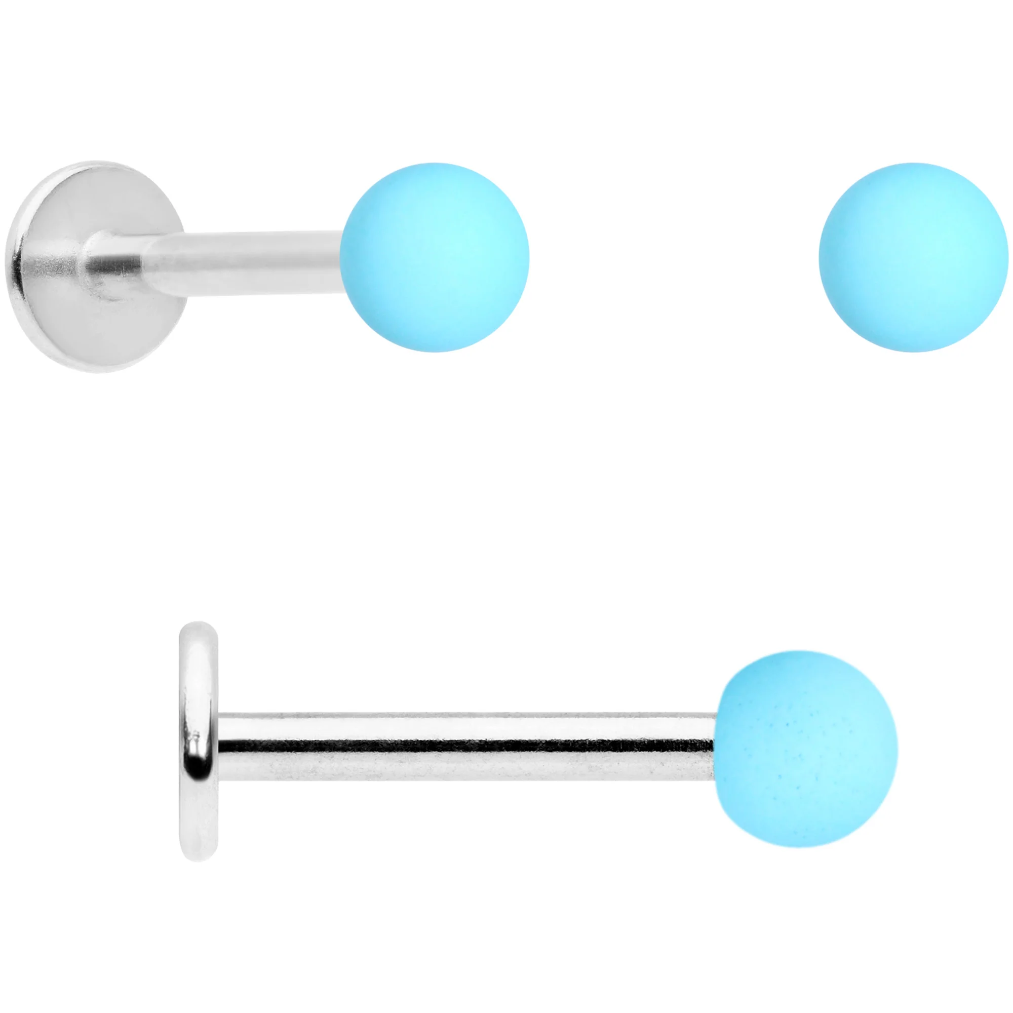 16G 5/16 Blue Green Grey Matte Labret Monroe Tragus Set of 4 - Image 4