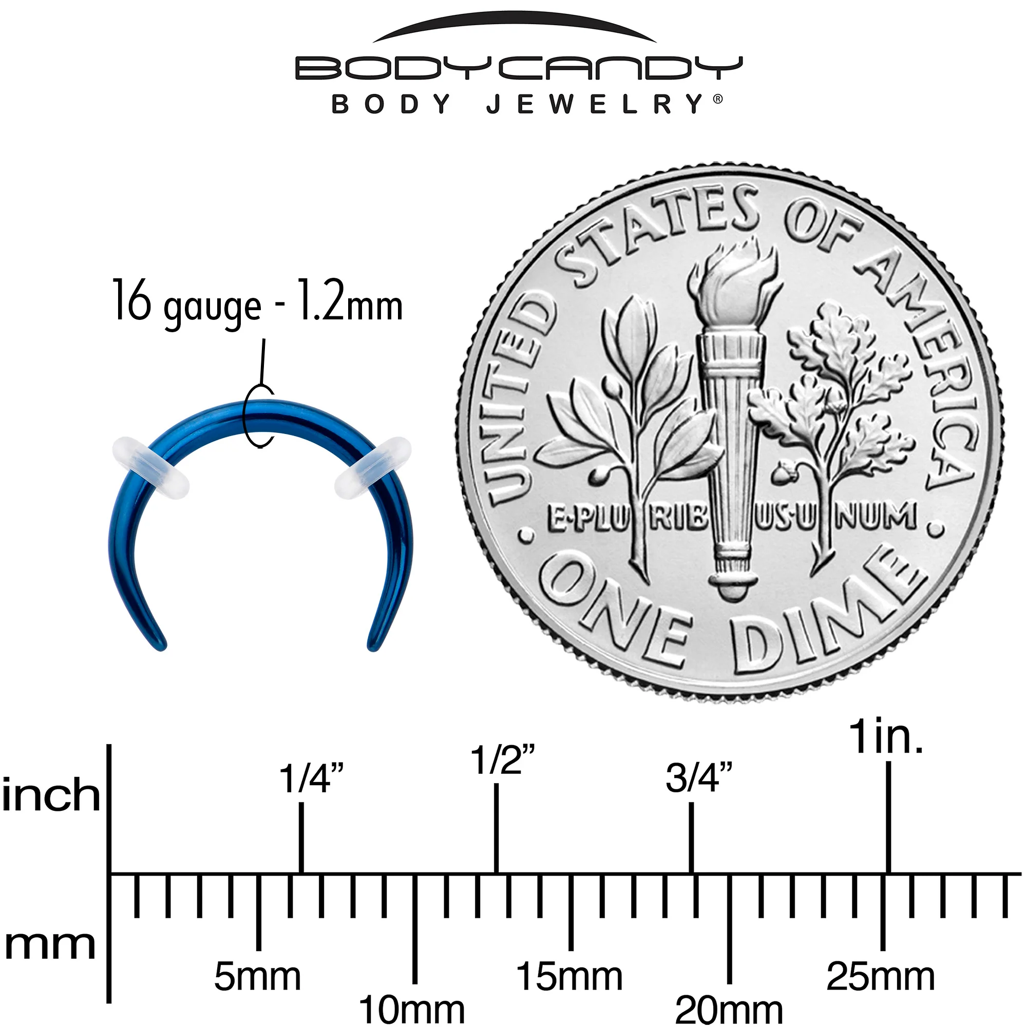 16G 5/16 Blue Pincher Crescent Taper - Image 4