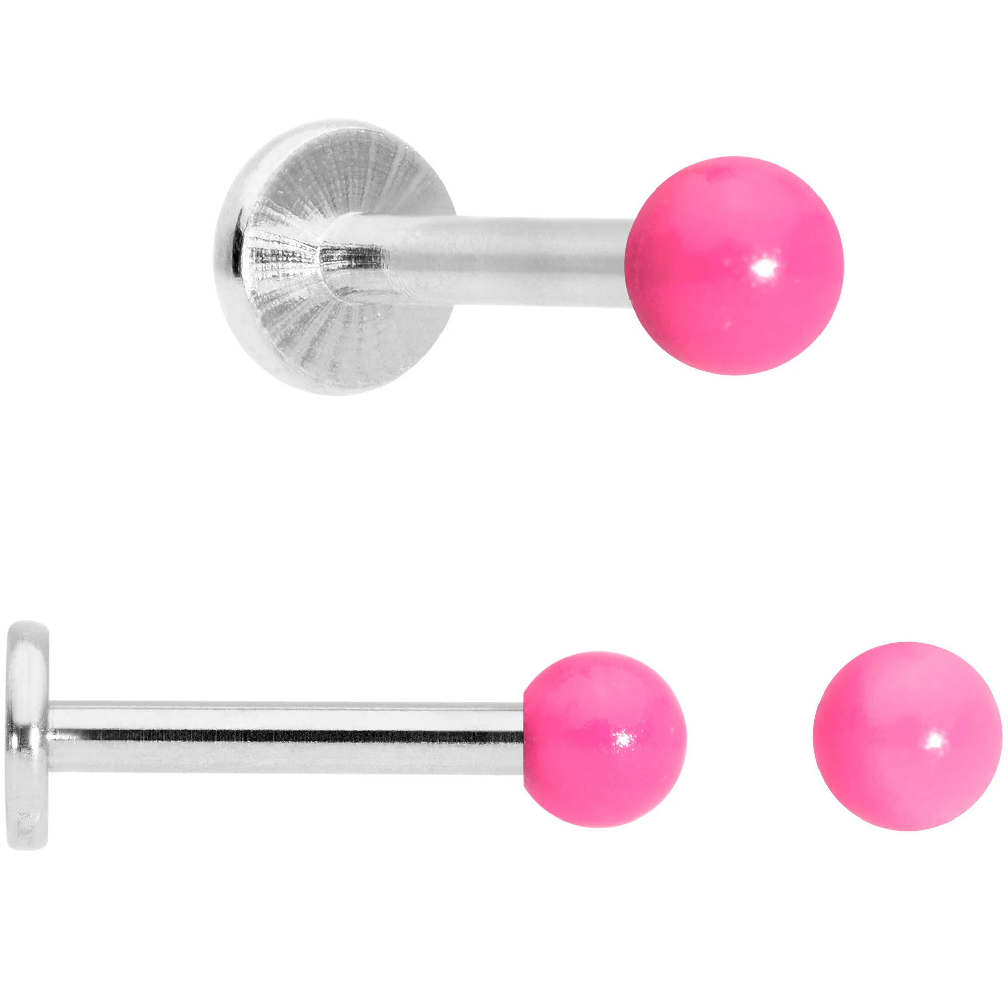 16G 5/16 Blue Pink Yellow Glow Ball Labret Set of 3 - Image 3