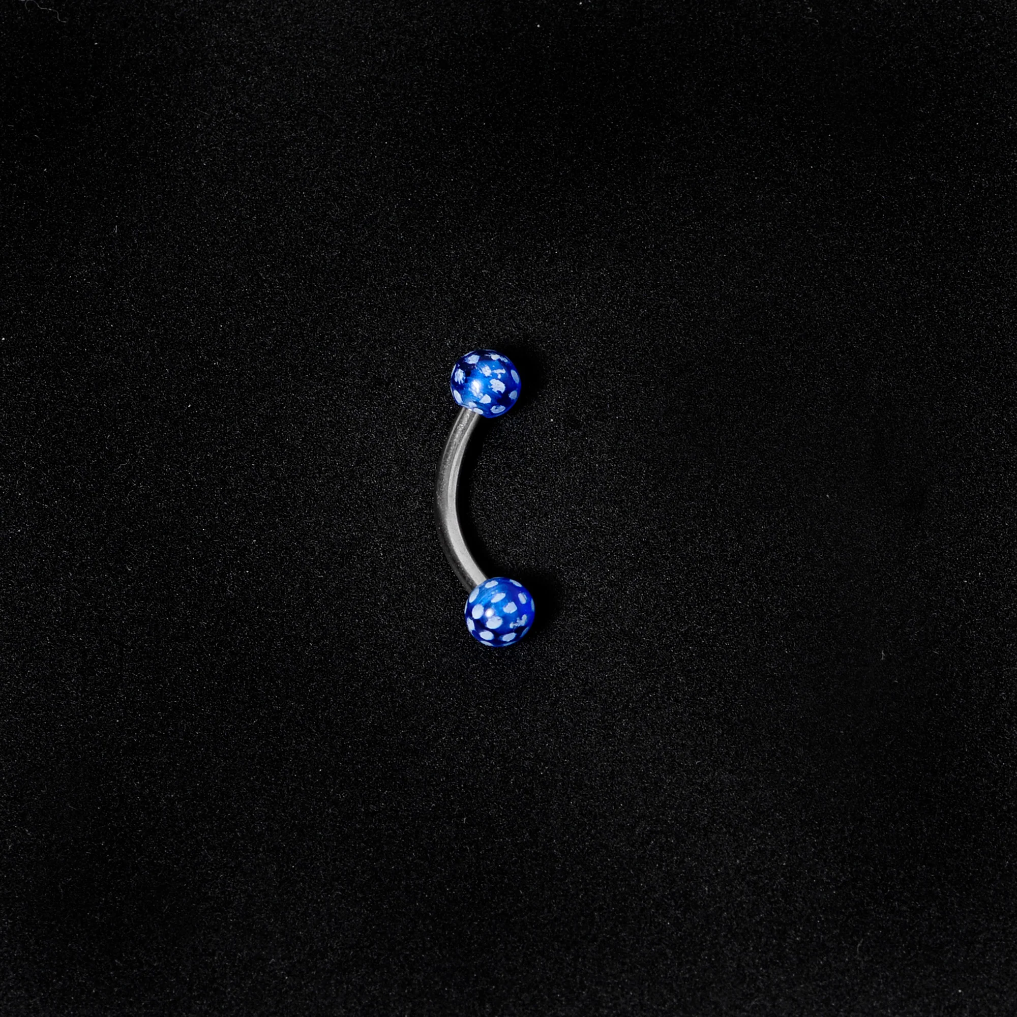 16G 5/16 Blue Polka Dot UV Reactive Acrylic Ball Curved Barbell - Image 5