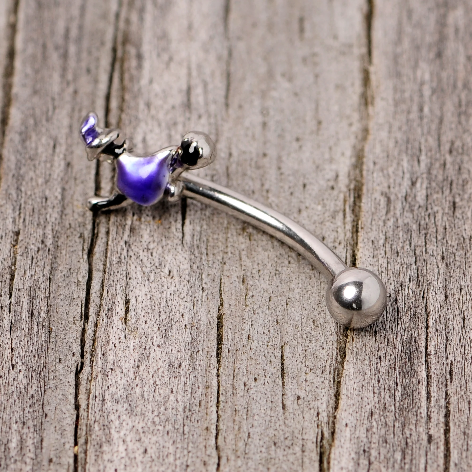16G 5/16 Blue Spooky Witch Halloween Curved Eyebrow Ring - Image 4