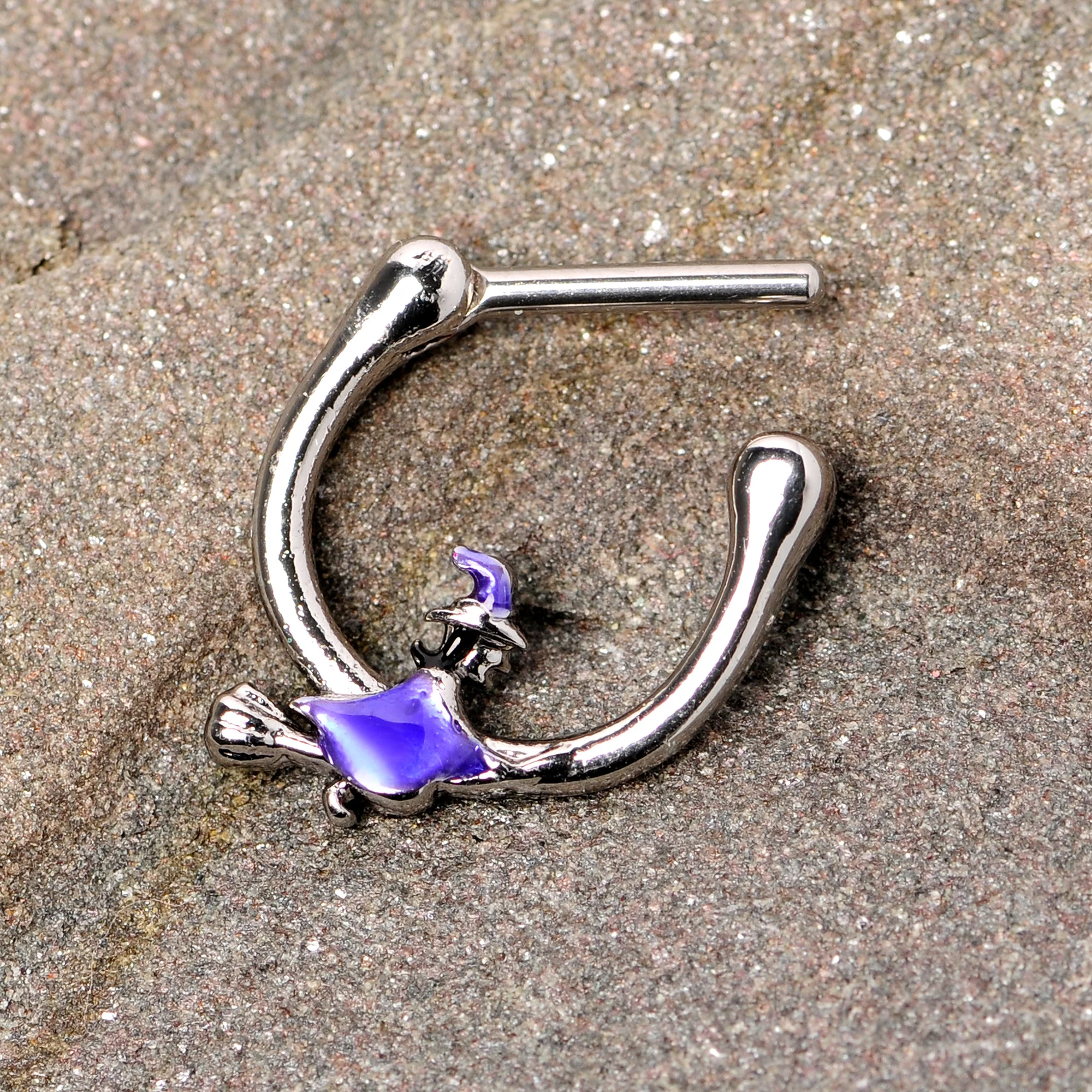 16G 5/16 Blue Spooky Witch Halloween Septum Clicker - Image 4