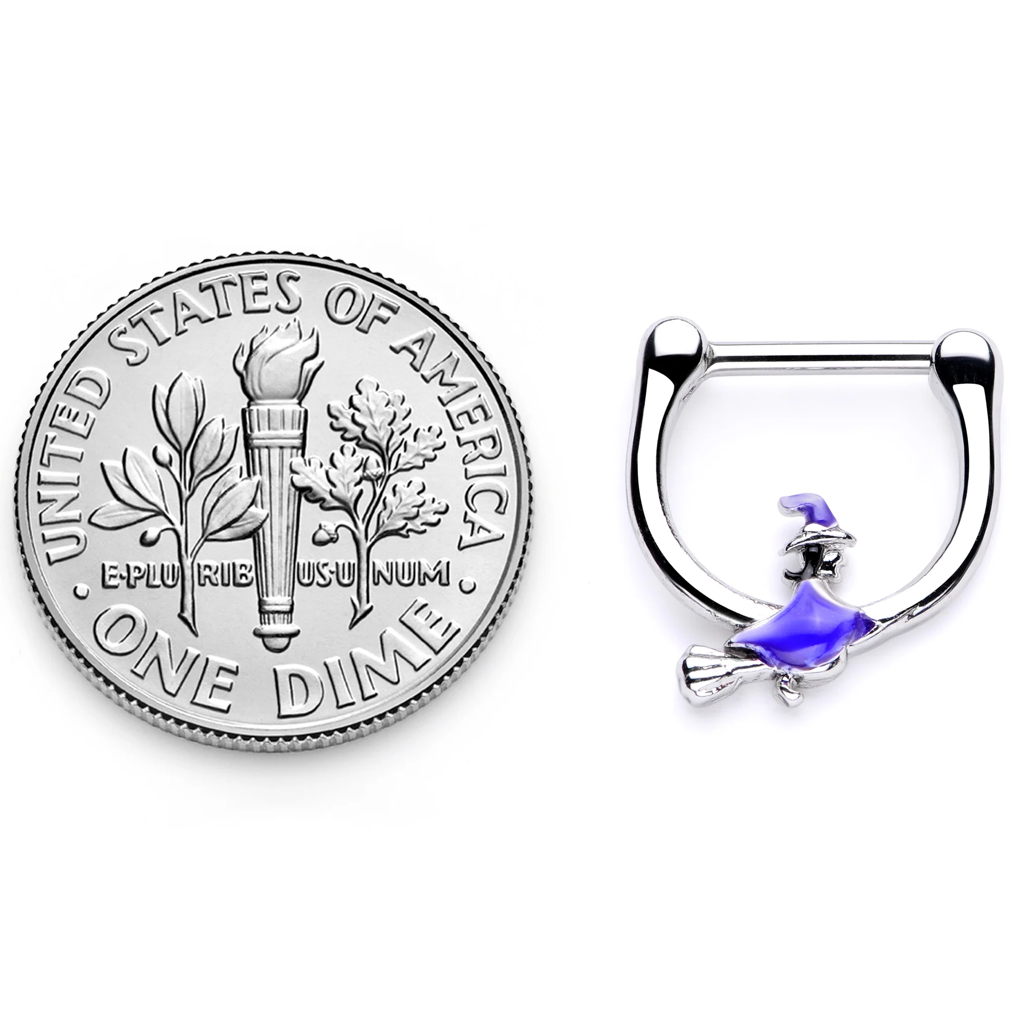 16G 5/16 Blue Spooky Witch Halloween Septum Clicker - Image 6