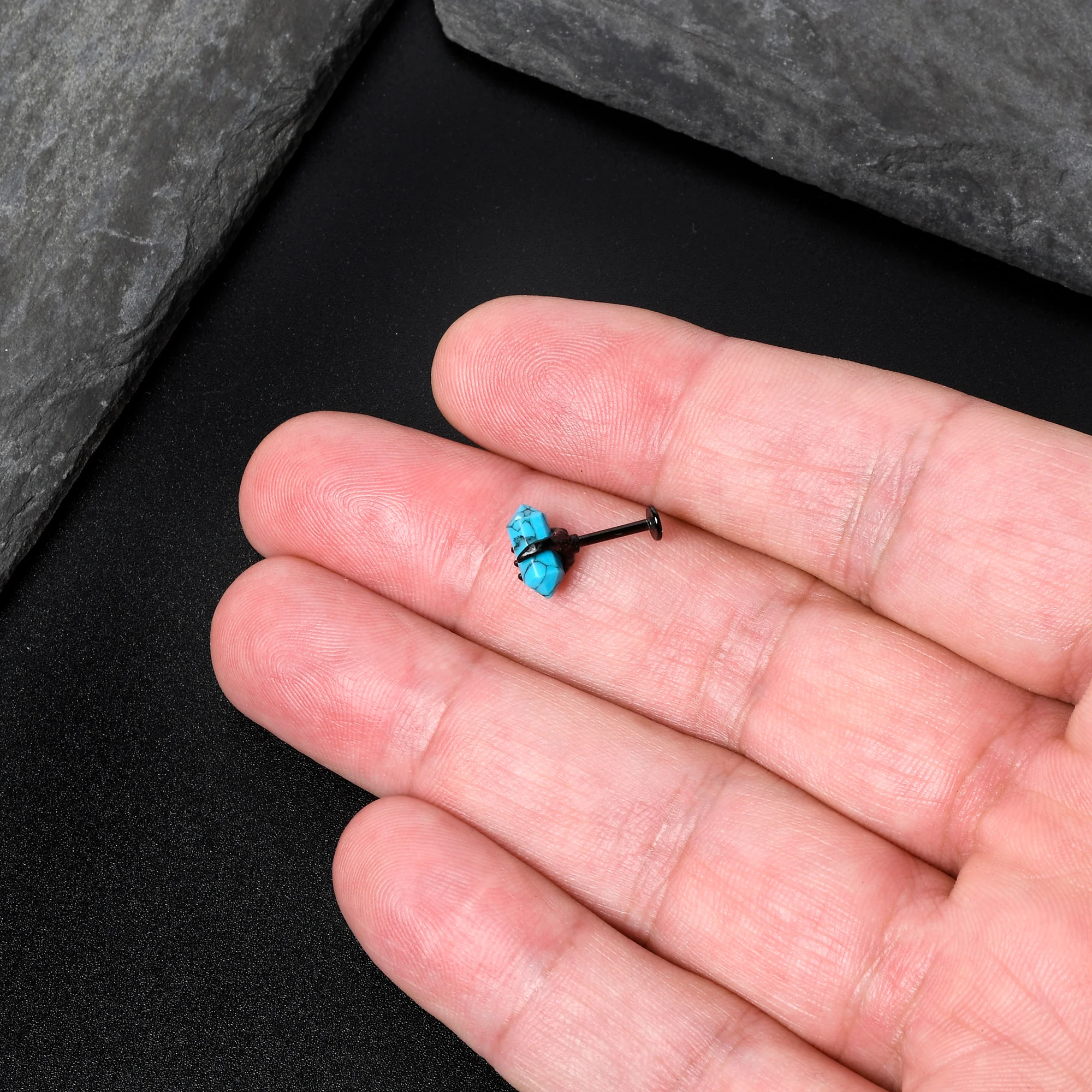 16G 5/16 Blue Turquoise Black Claw Obelisk Labret Monroe Tragus - Image 8