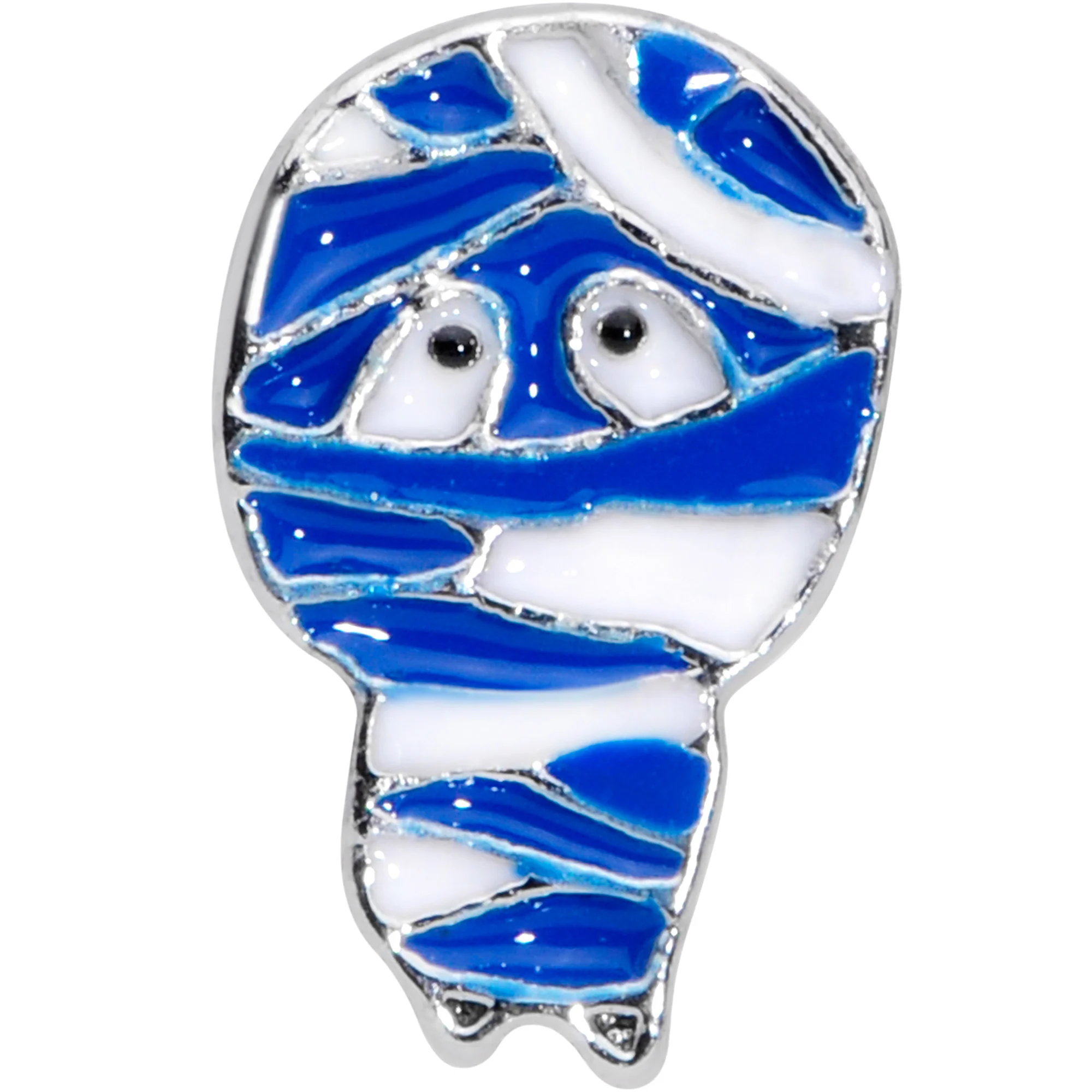16G 5/16 Blue White Mummy Halloween Labret Monroe Tragus - Image 2