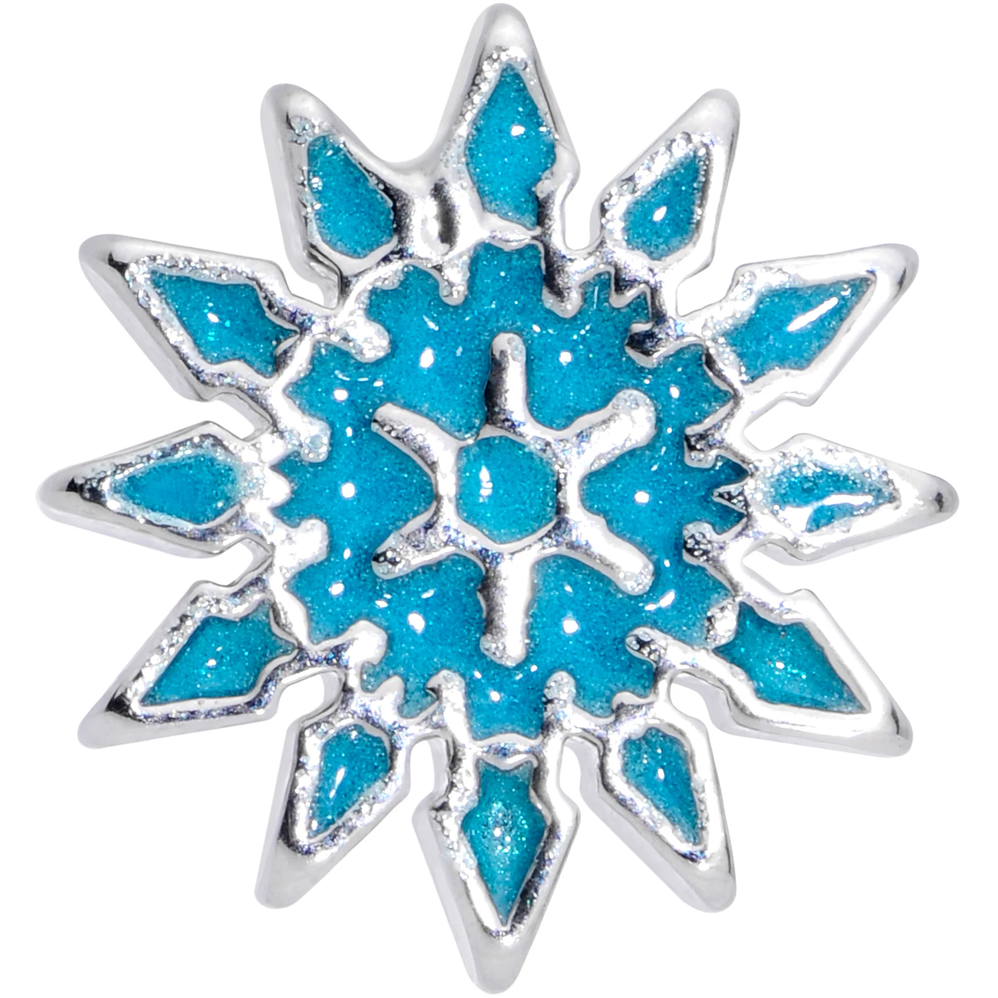 16G 5/16 Blue Winter Snowflake Christmas Labret Monroe Tragus - Image 2