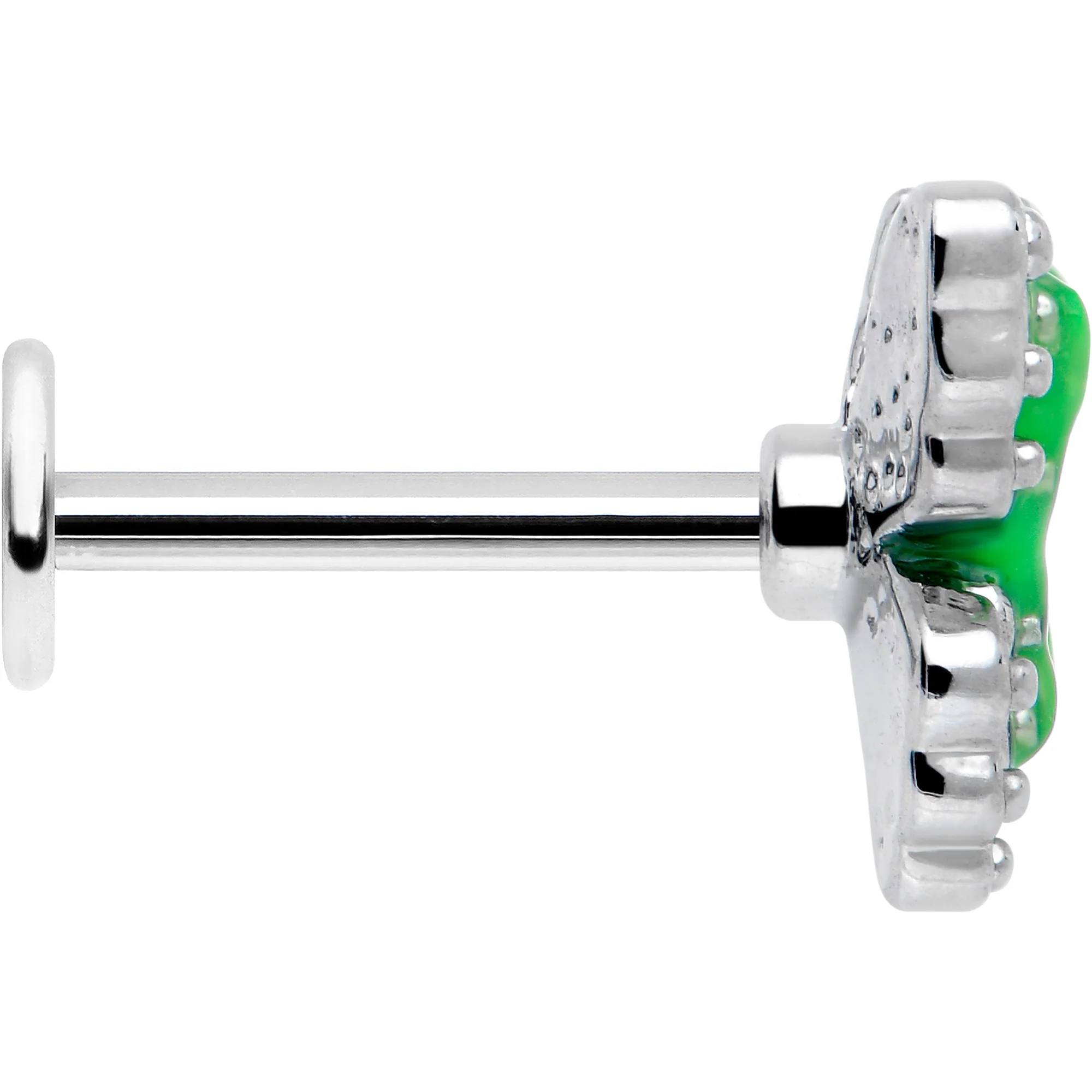 16G 5/16 Butterfly Green Splash Labret Monroe Tragus - Image 4